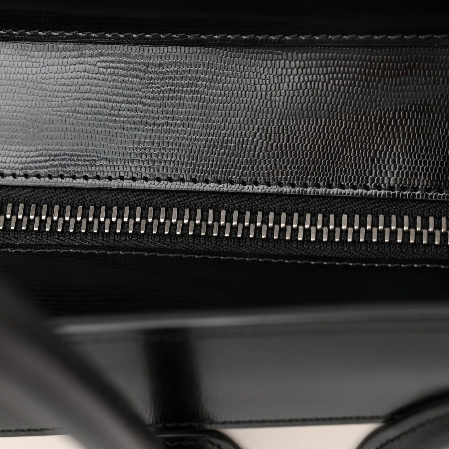 Smooth Calfskin Lizard Embossed Bi-Color Micro Luggage Black White