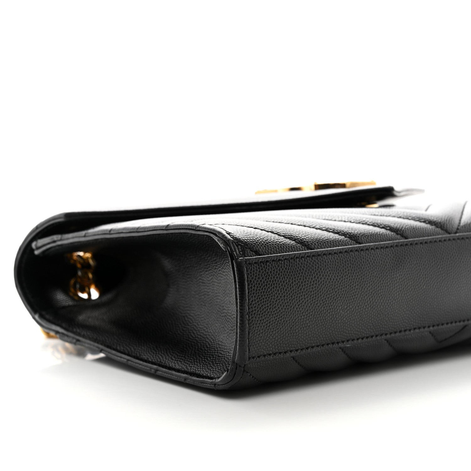 Saint Laurent Grain De Poudre Matelasse Chevron Medium Monogram Satchel Black 10 of 13