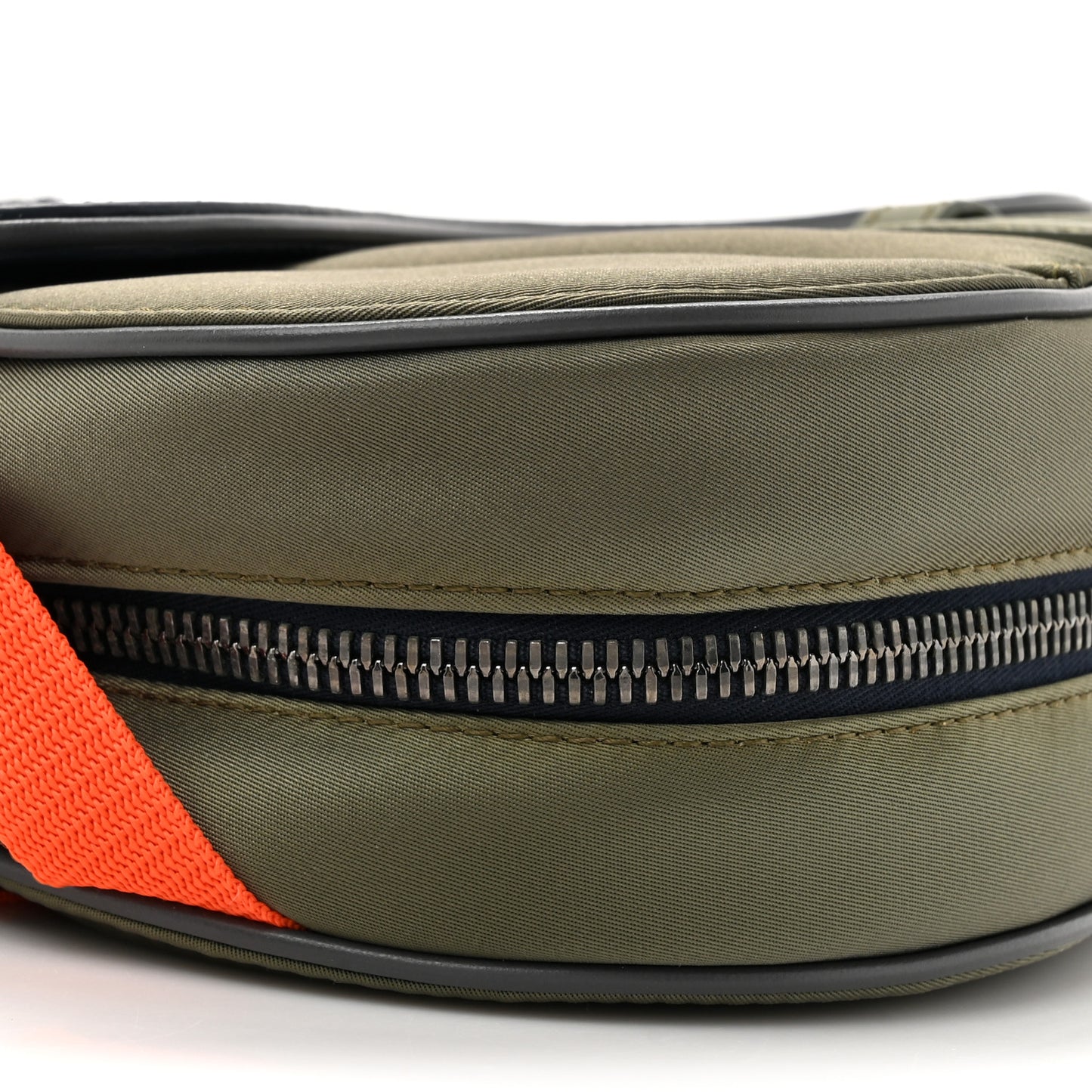 X SACAI Grained Calfskin Technical Fabric Mens Saddle Bag Olive Navy Blue