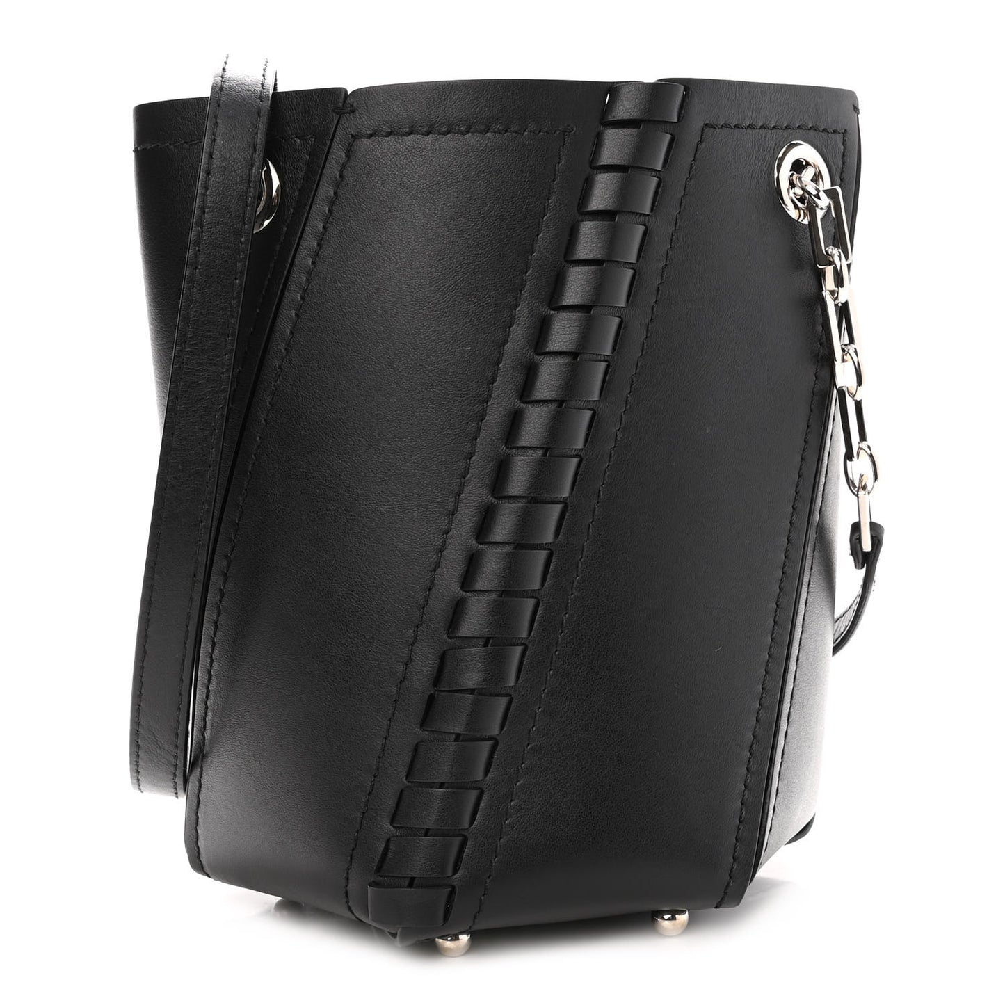 Smooth Calfskin Mini Hex Bucket Bag Black