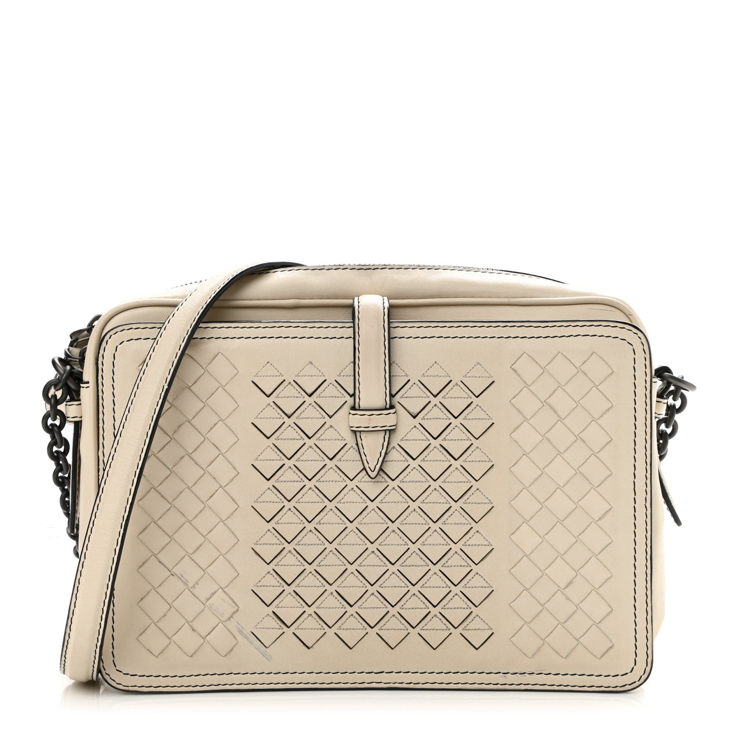 Nappa Intrecciato Medium Camera Shoulder Bag Beige