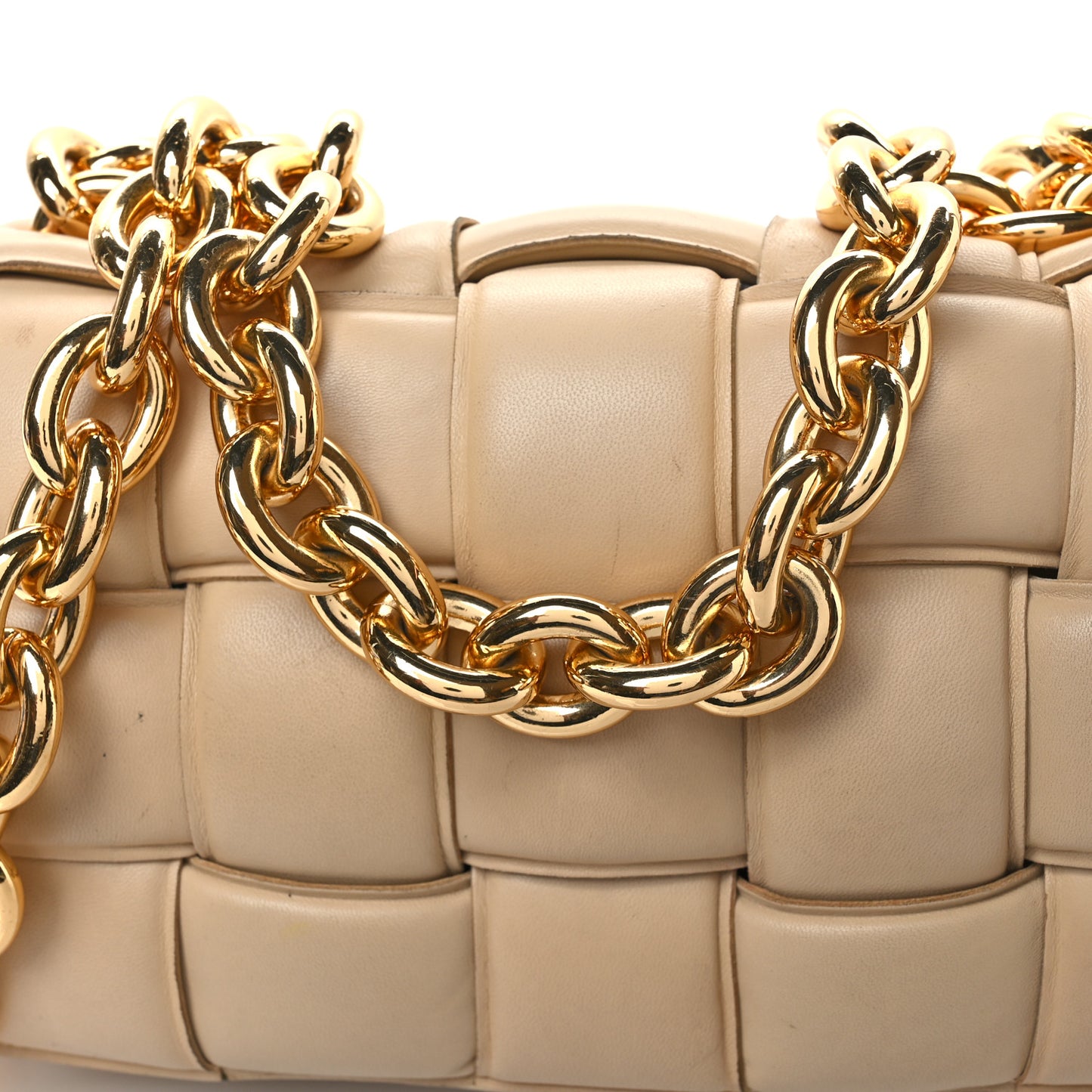Lambskin Maxi Intrecciato Padded Chain Cassette Crossbody Bag Porridge