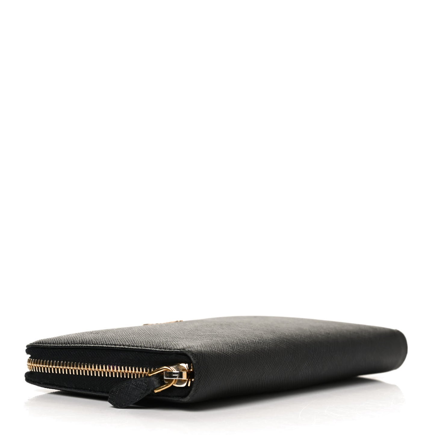 Saffiano Metal Large Zip Around Travel Wallet Black