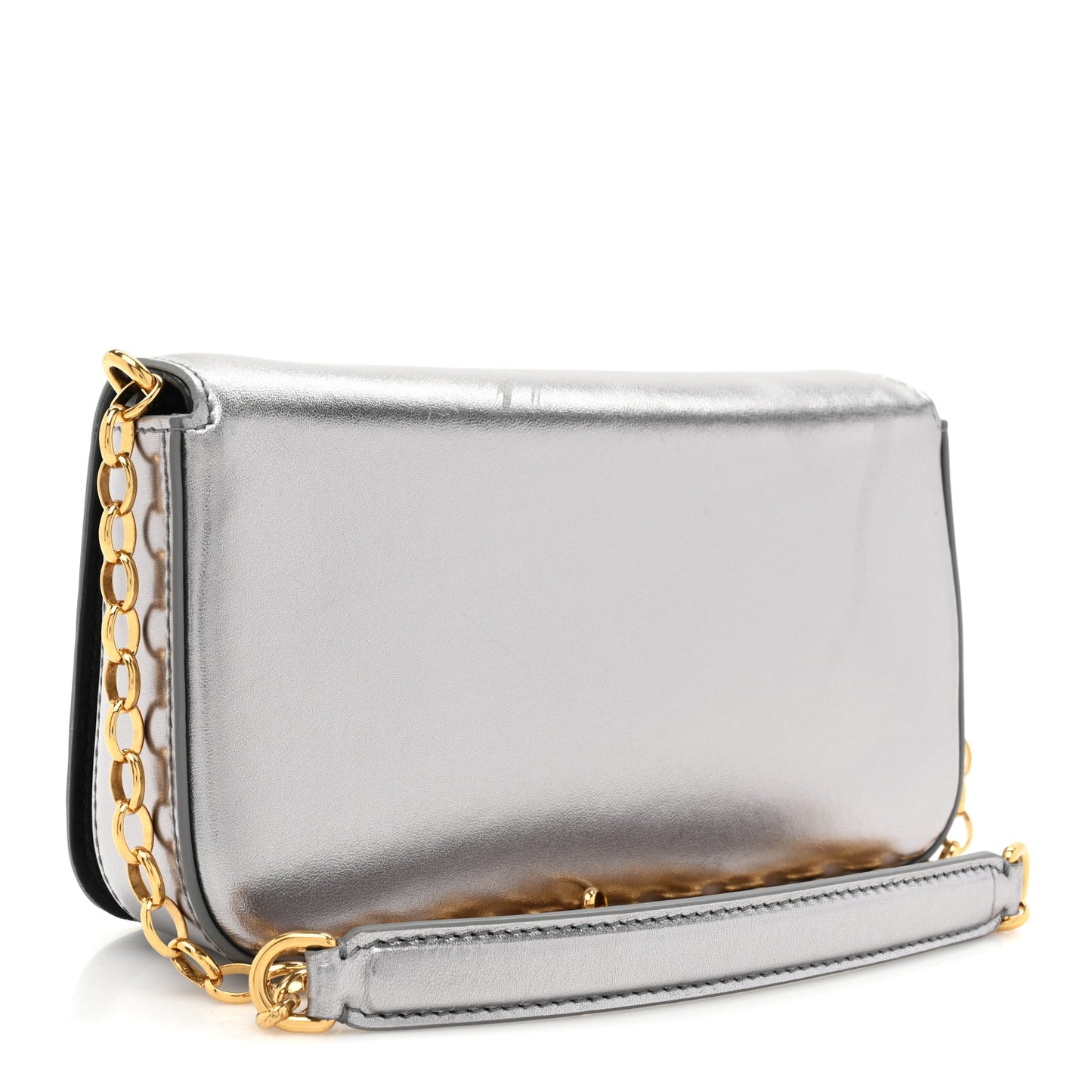 Metallic Nappa Mini DG Girls Shoulder Bag Silver