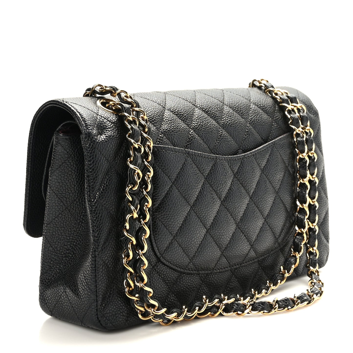 Caviar Quilted Medium Double Flap Black