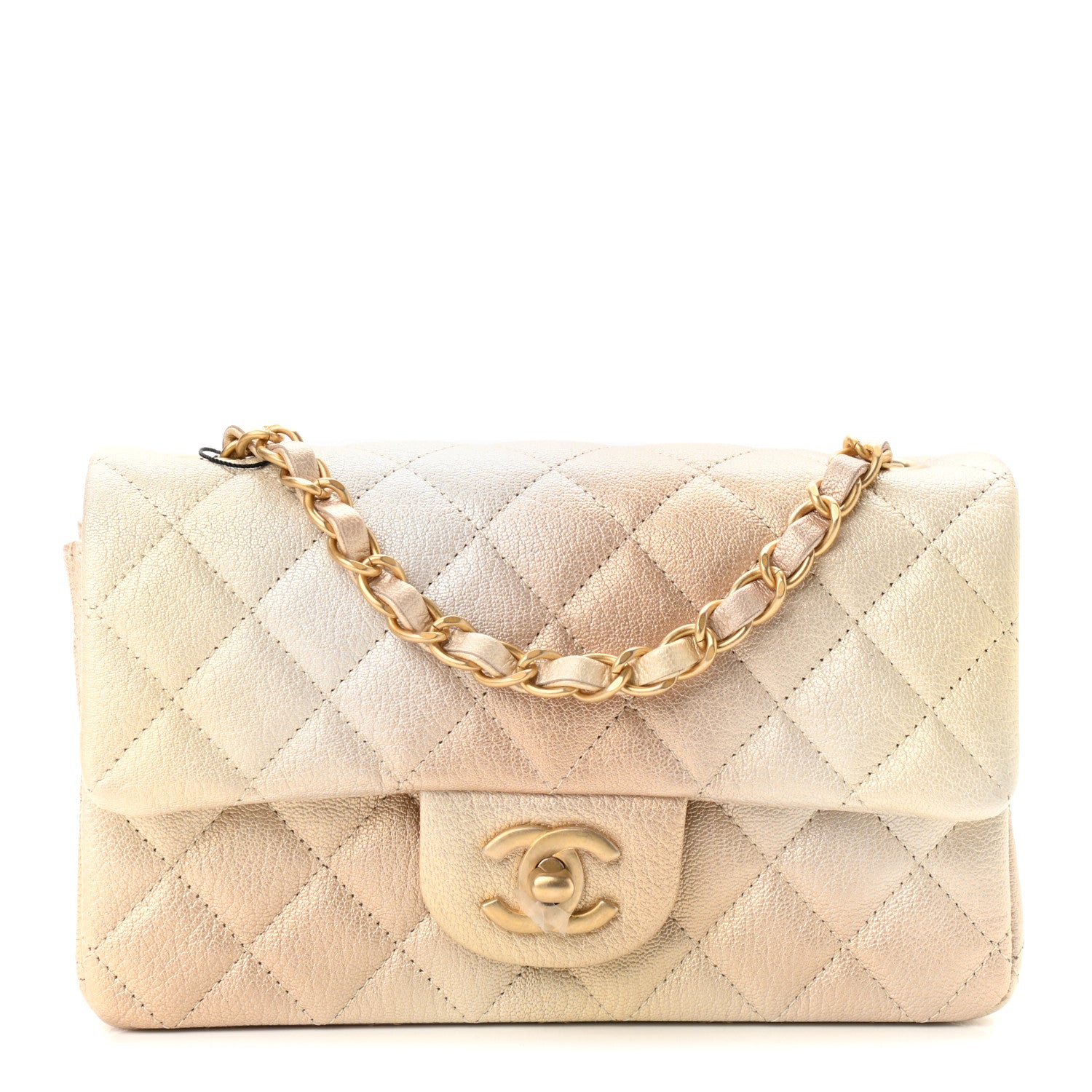 Chanel Metallic Goatskin Quilted Mini Rectangular Flap Gold 1 of 9