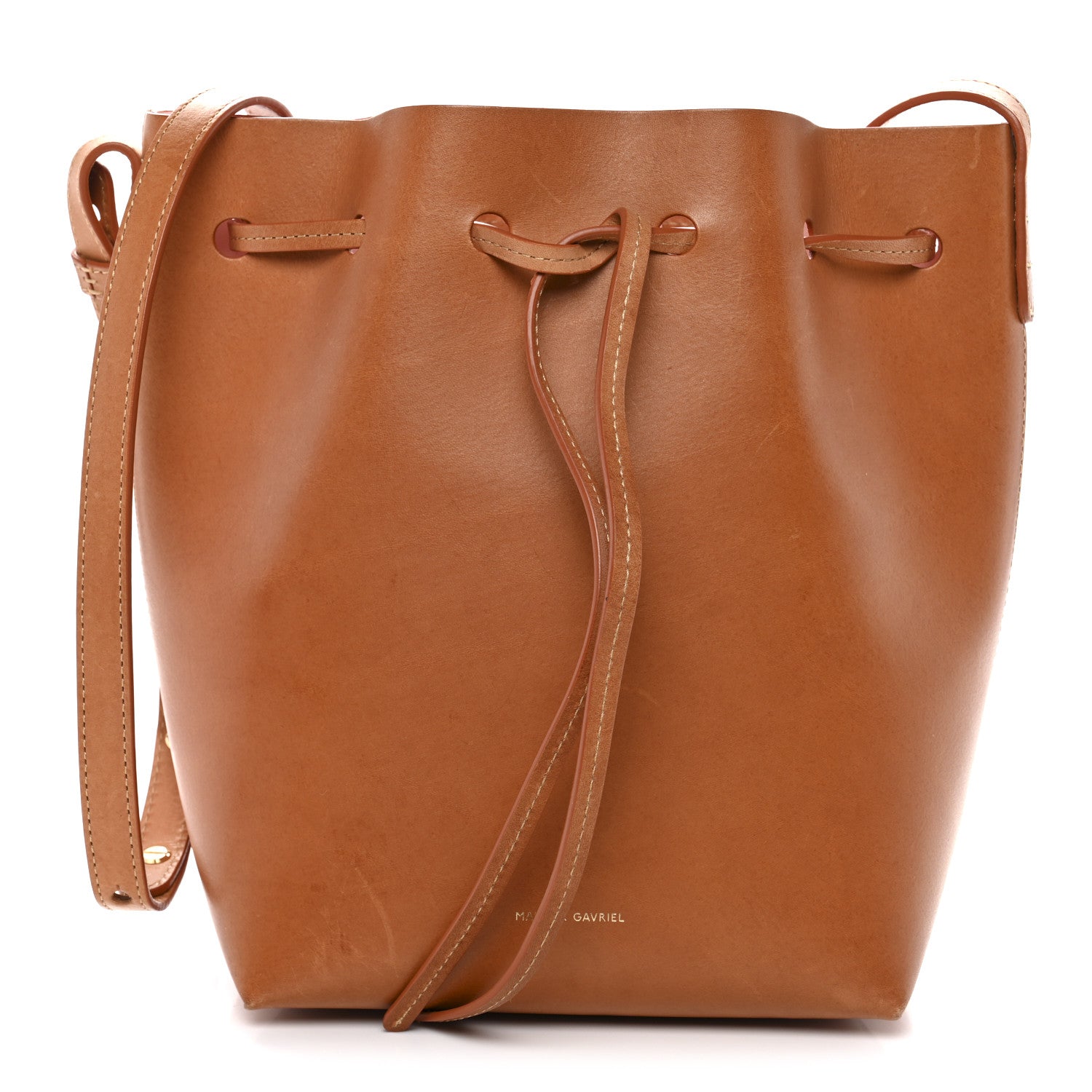 Mansur Gavriel Vegetable Tanned Calfskin Mini Bucket Bag Cammello Rosa 1852042 – FASHIONPHILE