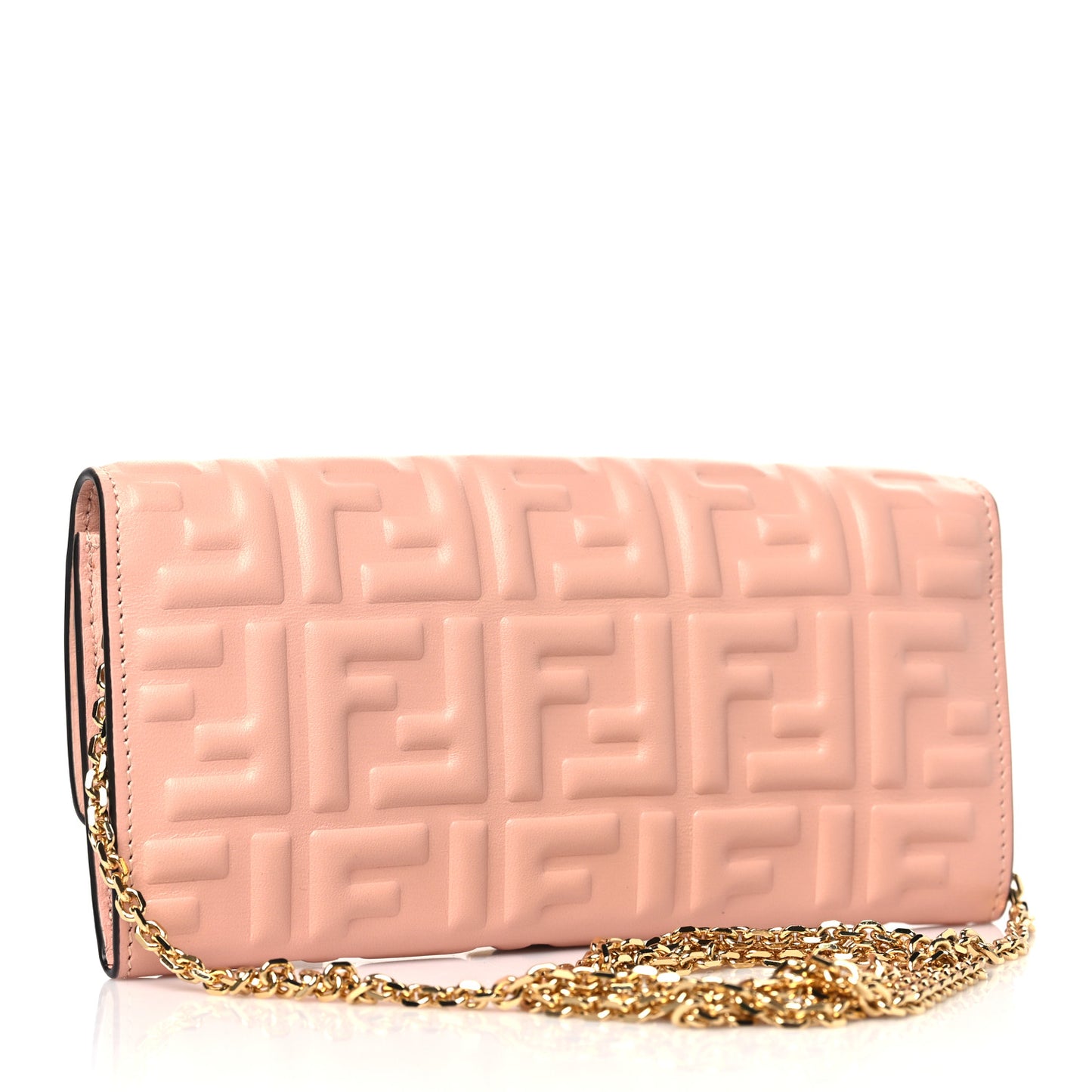 Nappa Matisse FF Embossed Continental Wallet On Chain Light Pink