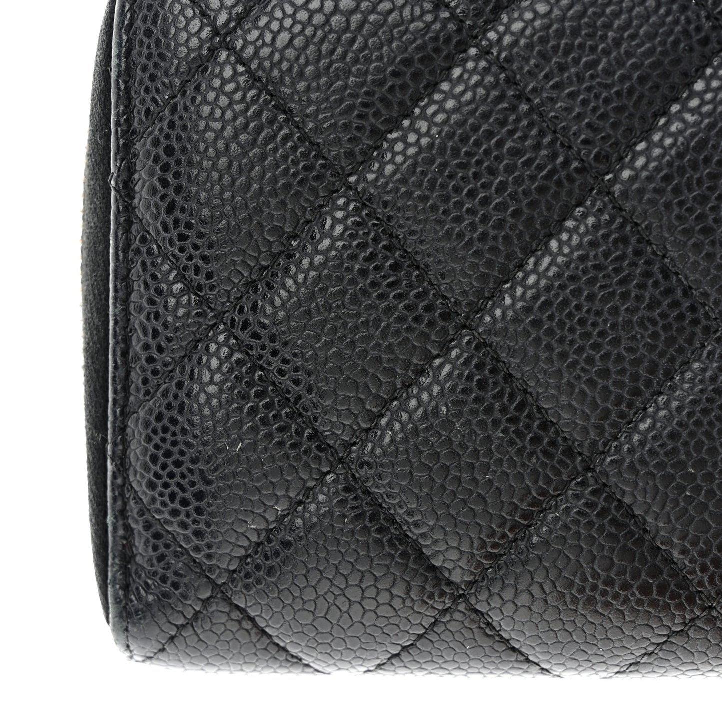 Caviar Quilted Large Gusset Zip Around Wallet Black