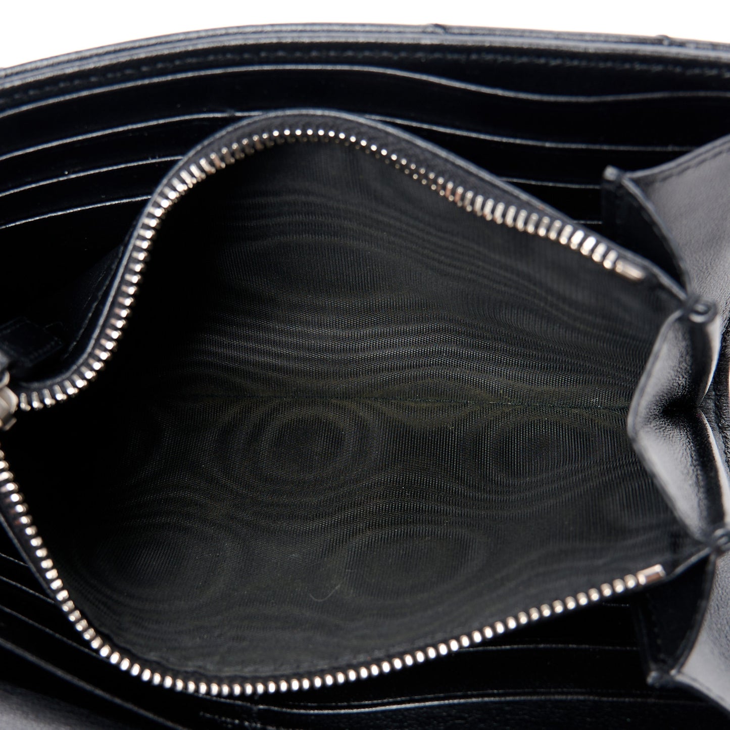 SAINT LAURENT Lambskin Y Quilted Monogram Large Loulou Flap Wallet Black
