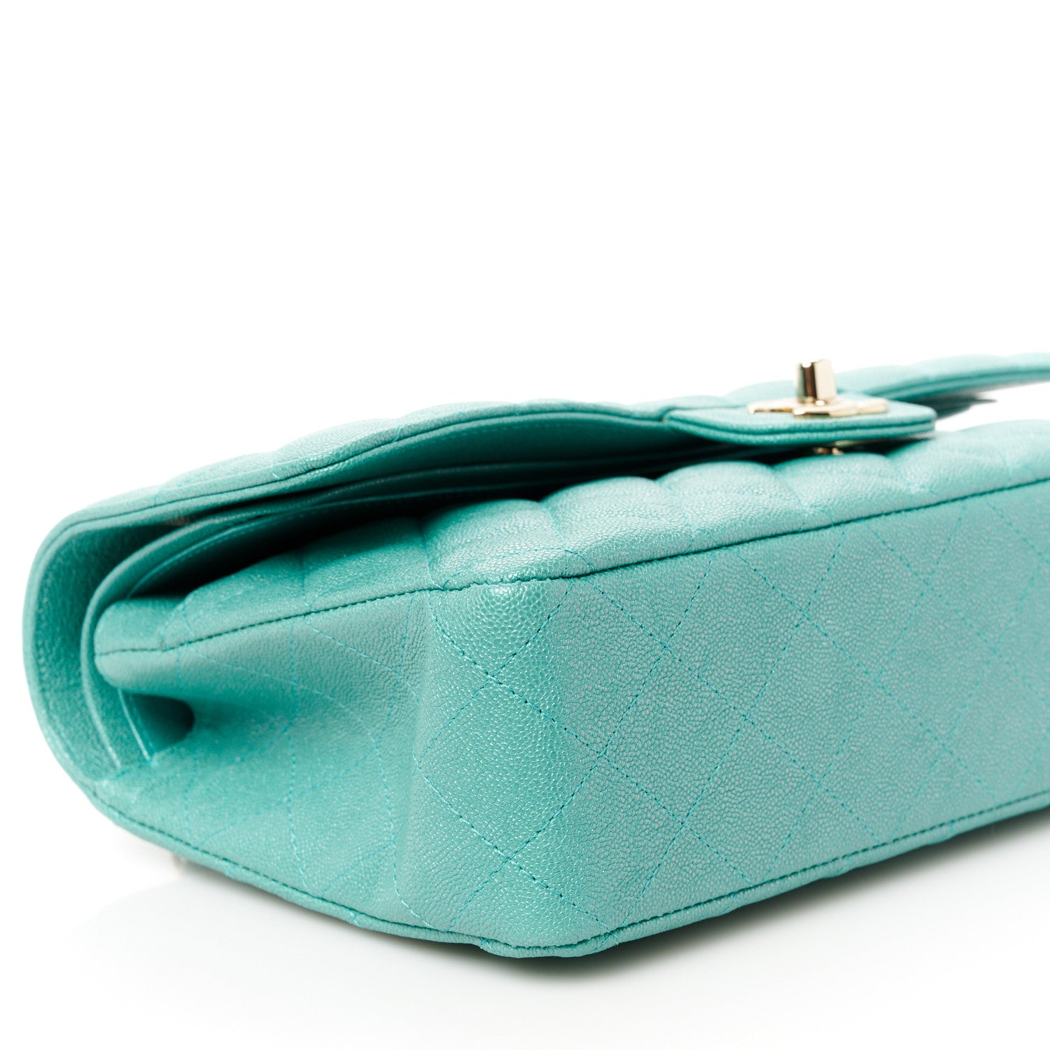 Chanel Iridescent Caviar Quilted Medium Double Flap Green 10 of 11