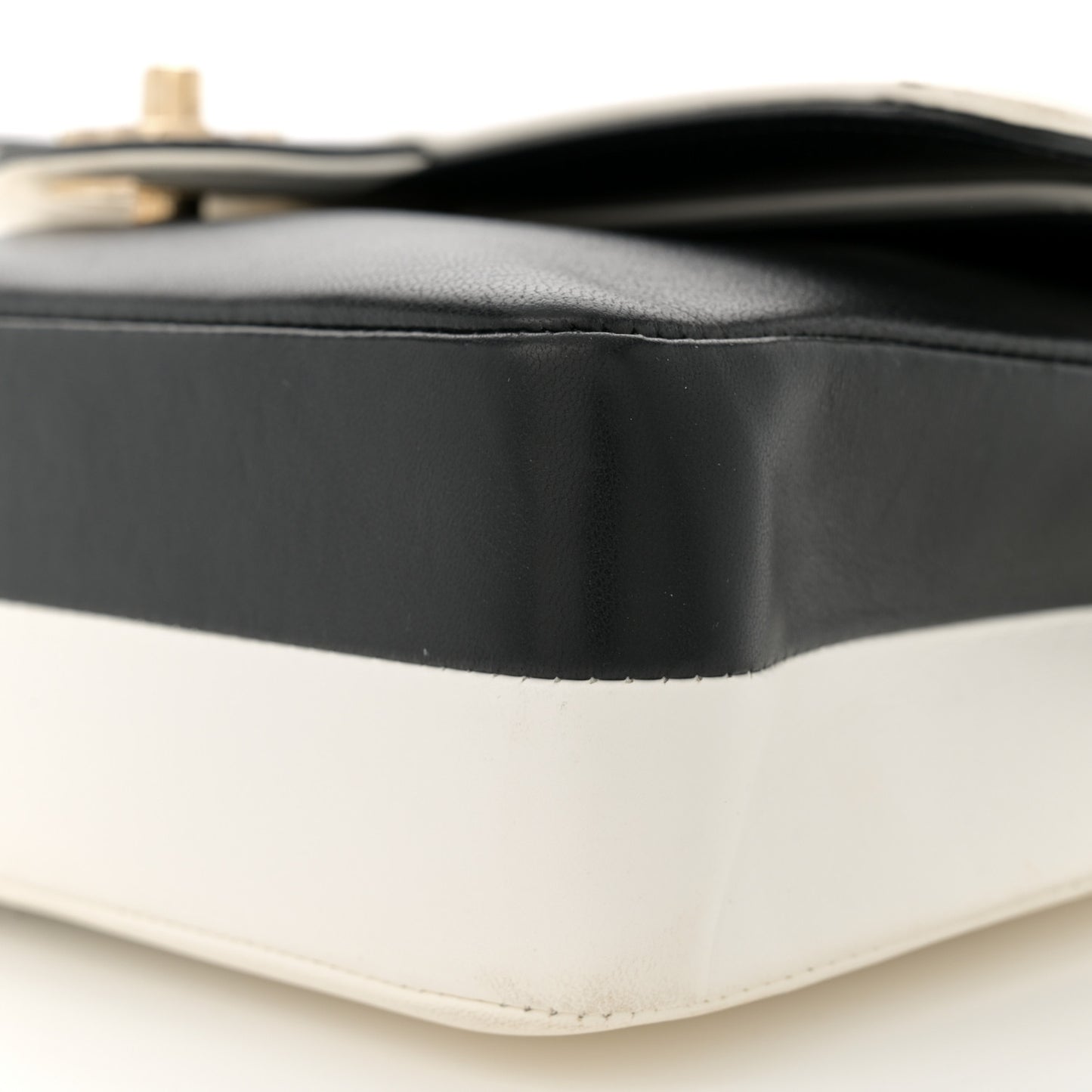 Lambskin Geometric Patchwork Medium Double Flap White Black