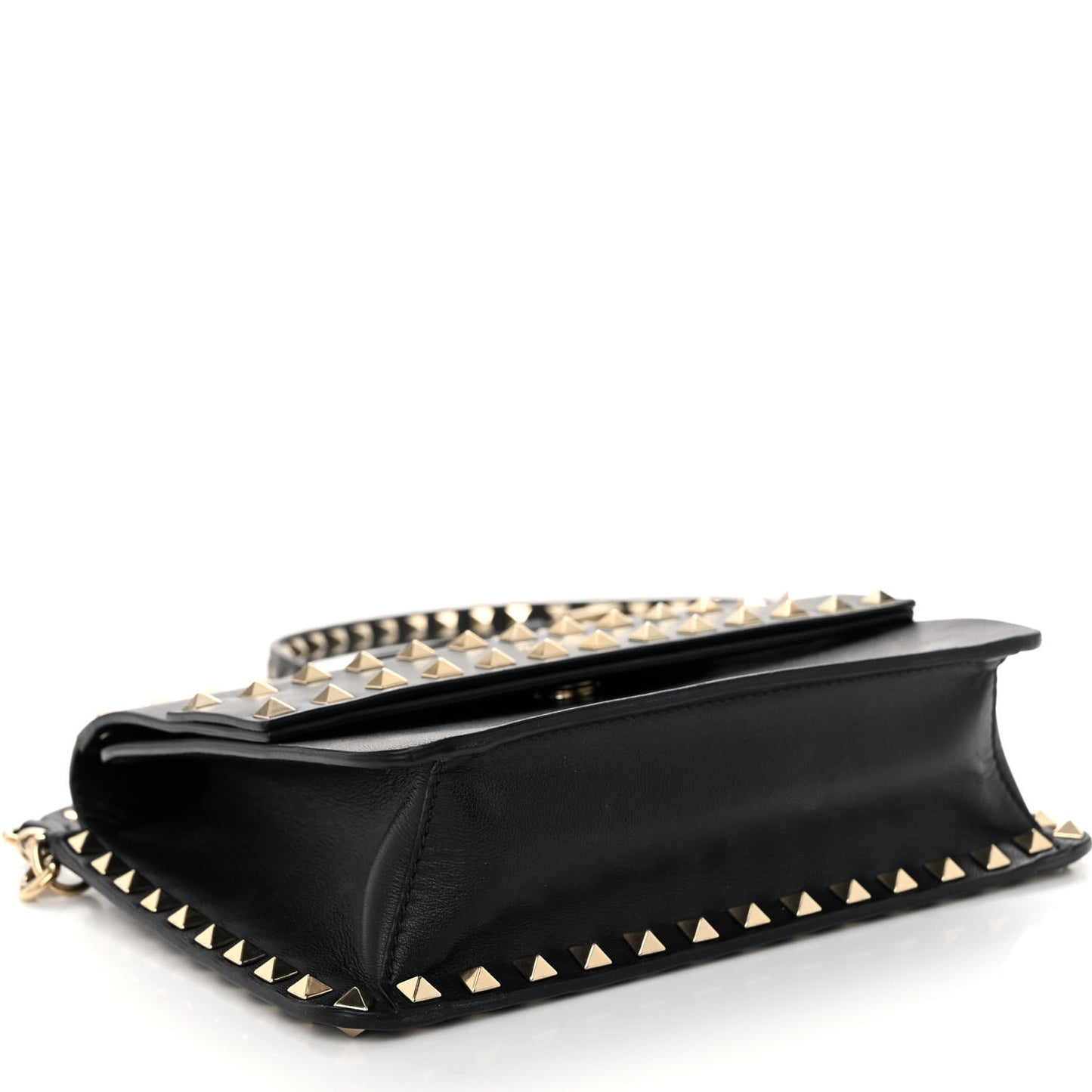 Vitello Rockstud Side Slip Crossbody Black