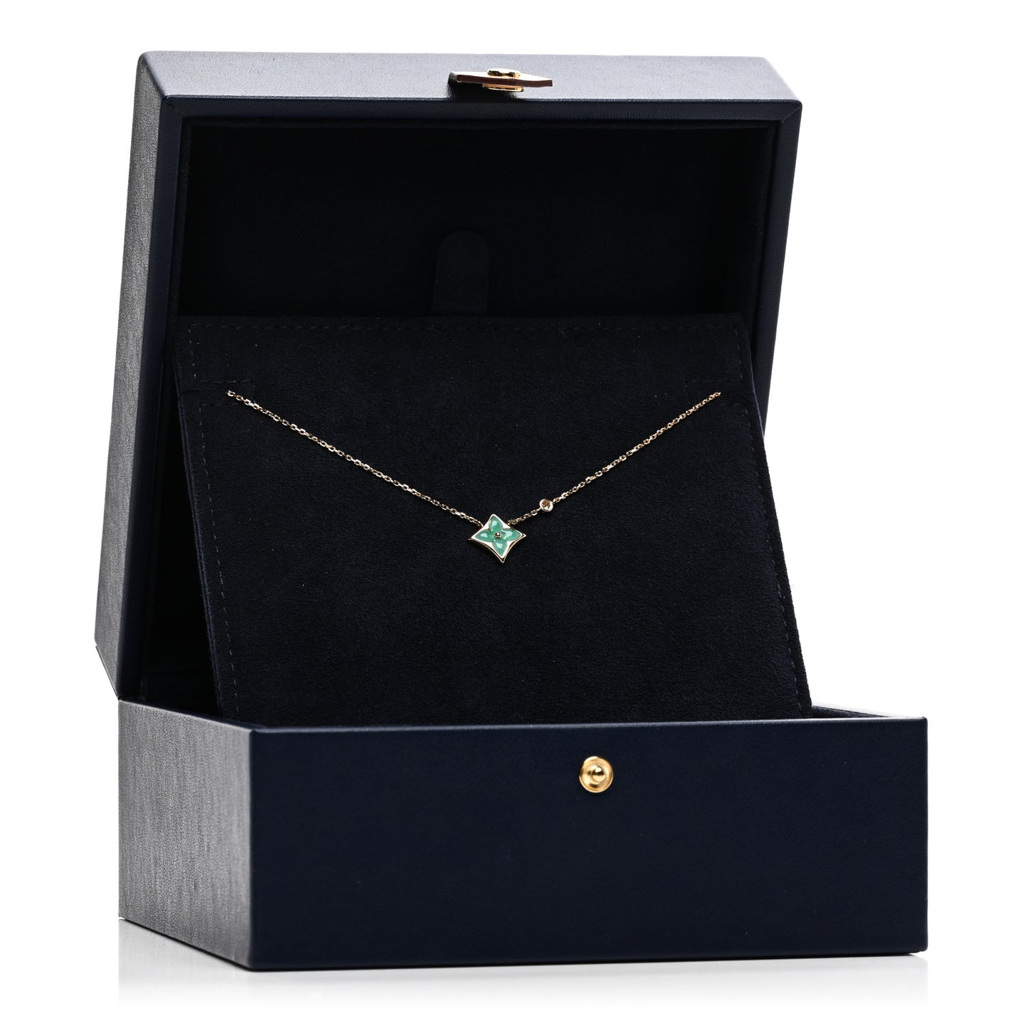 18K Yellow Gold Diamond Amazonite Color Blossom BB Star Pendant Necklace