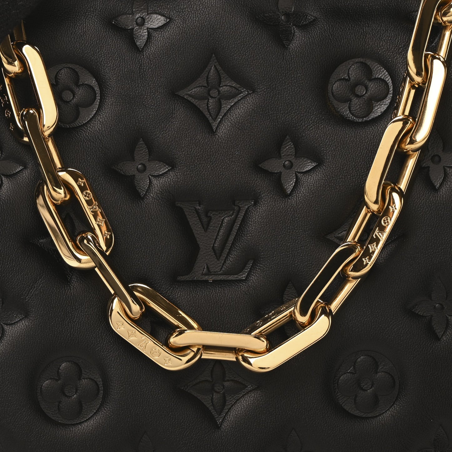Lambskin Embossed Monogram Coussin PM Black