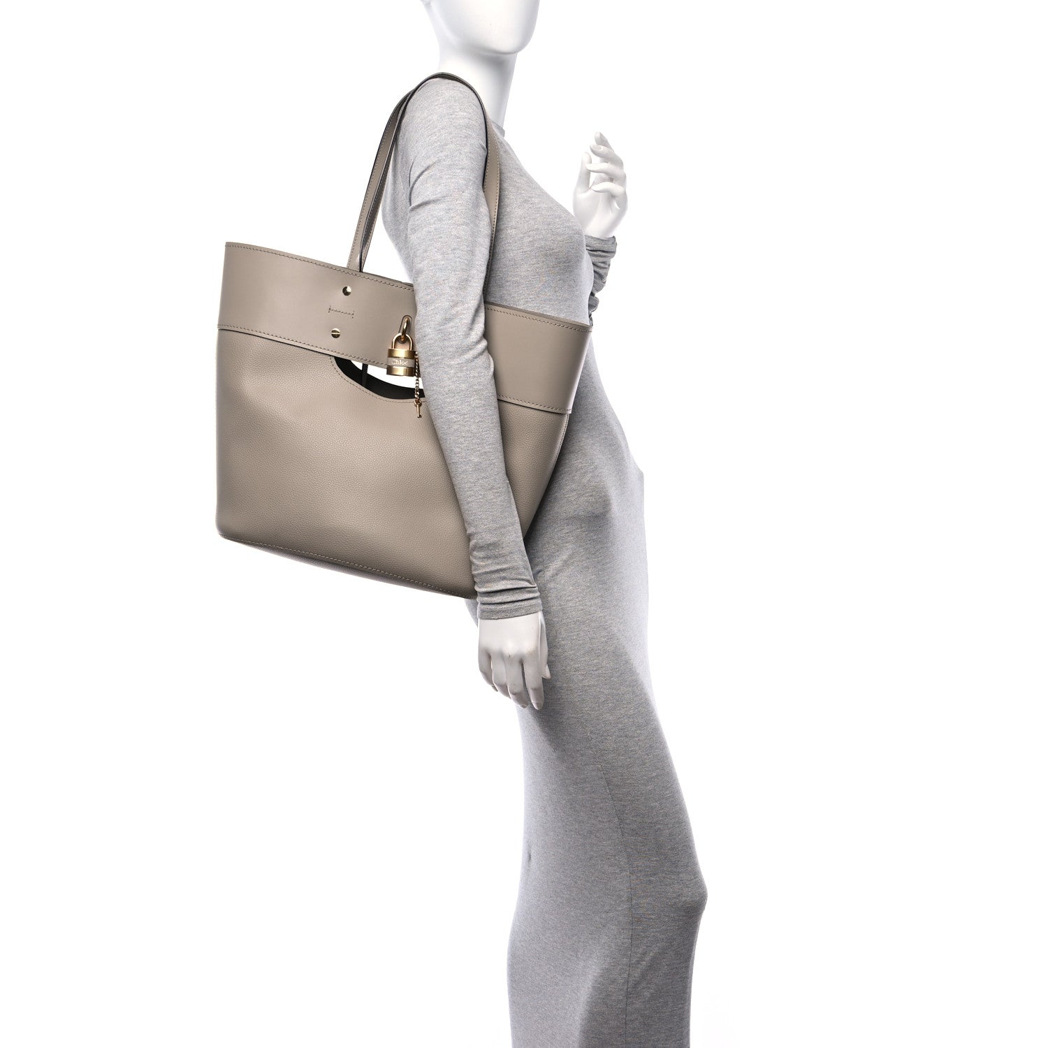 Chloe Calfskin Medium Aby Lock and Key Tote Bag Motty Grey 2 of 10