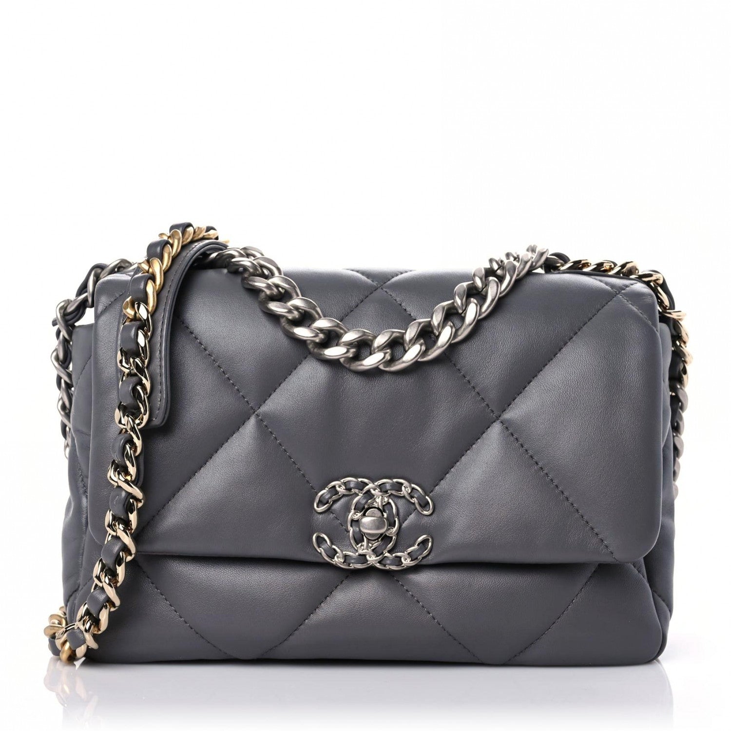 Chanel Lambskin Quilted Medium Chanel 19 Flap Dark Grey 1 of 9