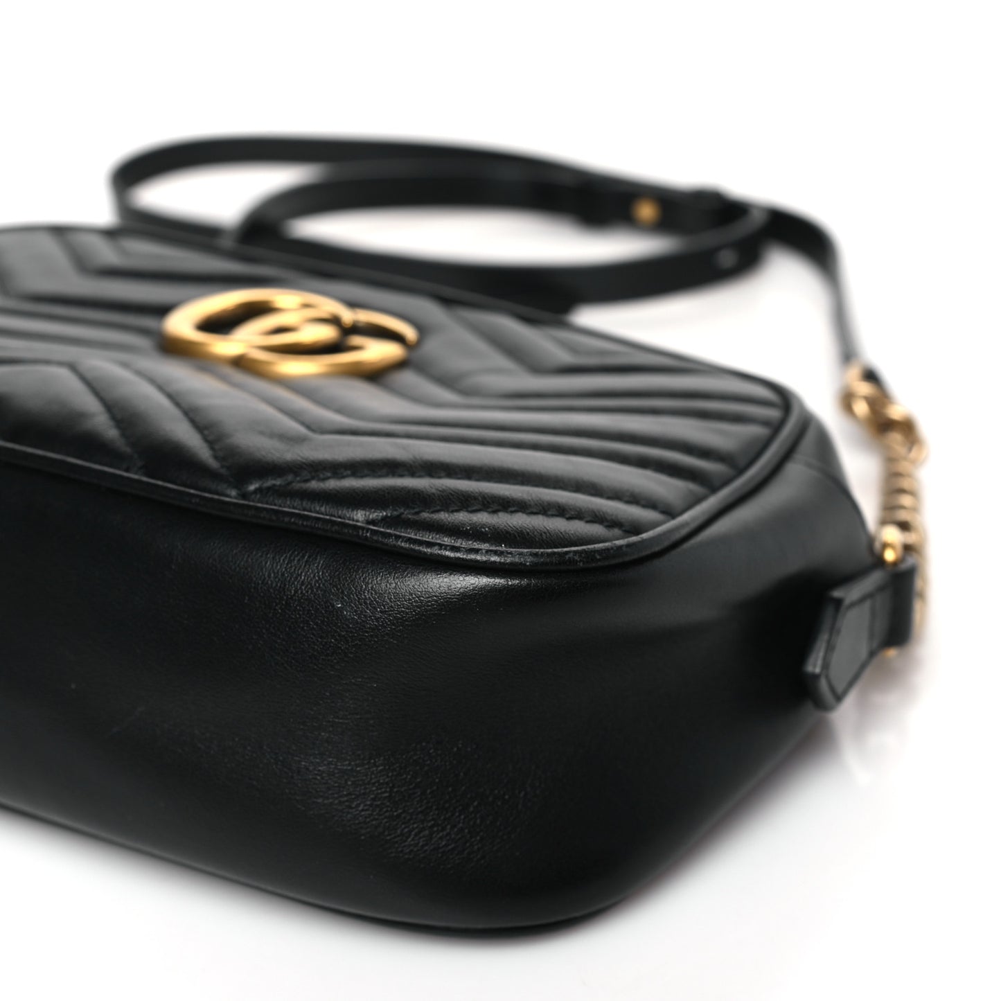 Calfskin Matelasse Small GG Marmont Chain Shoulder Bag Black