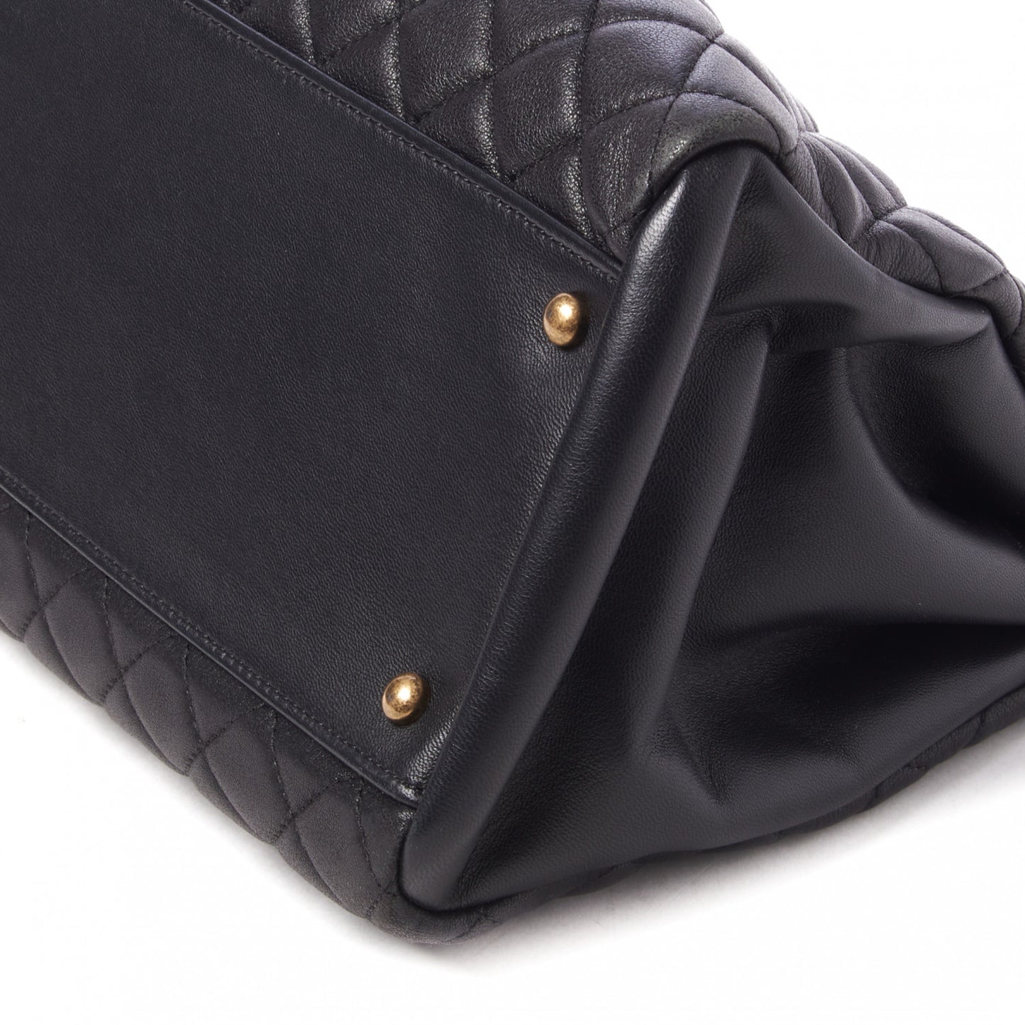 Lambskin Quilted Large Just Mademoiselle Bowling Bag Black