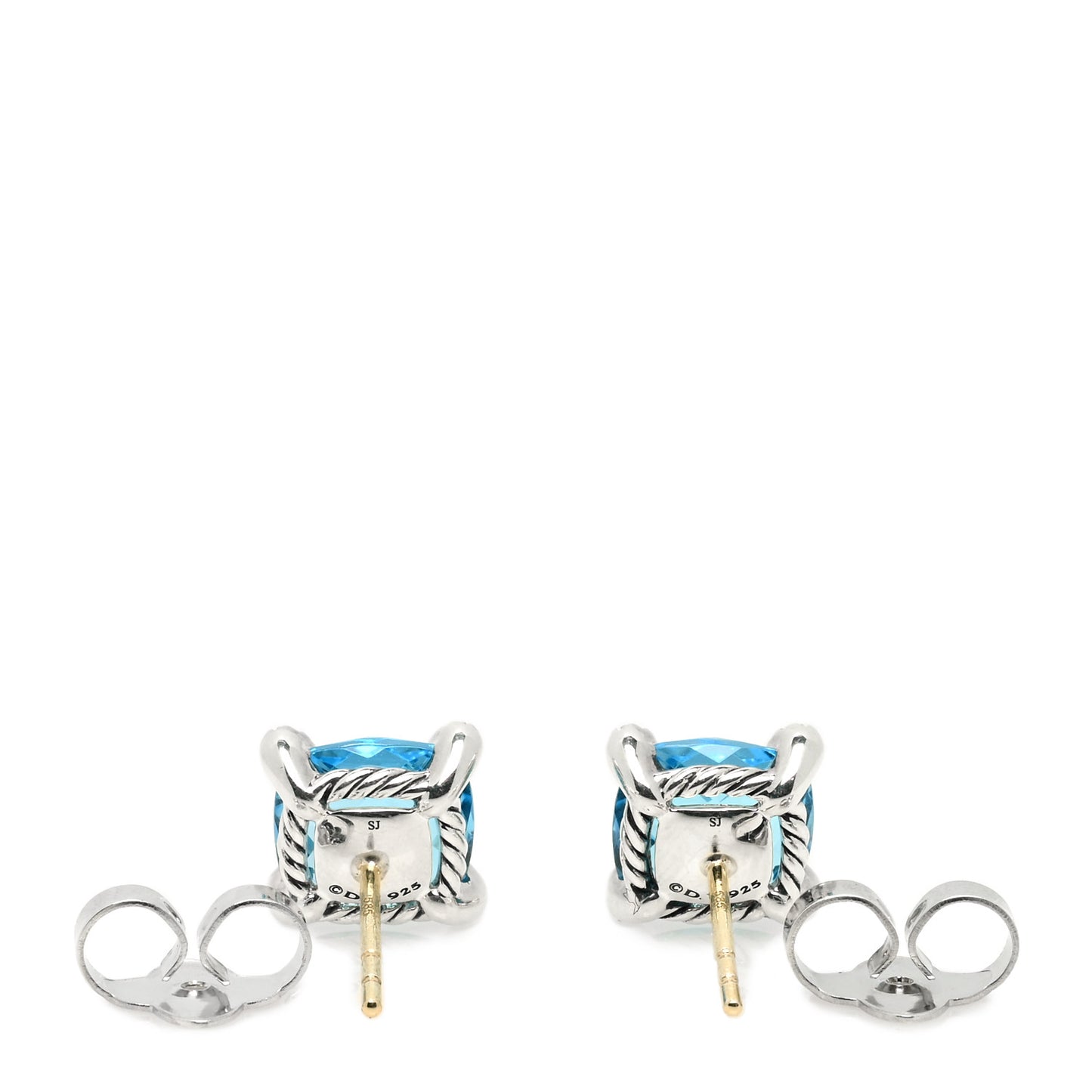 Sterling Silver Diamond Blue Topaz 9mm Chatelaine Earrings