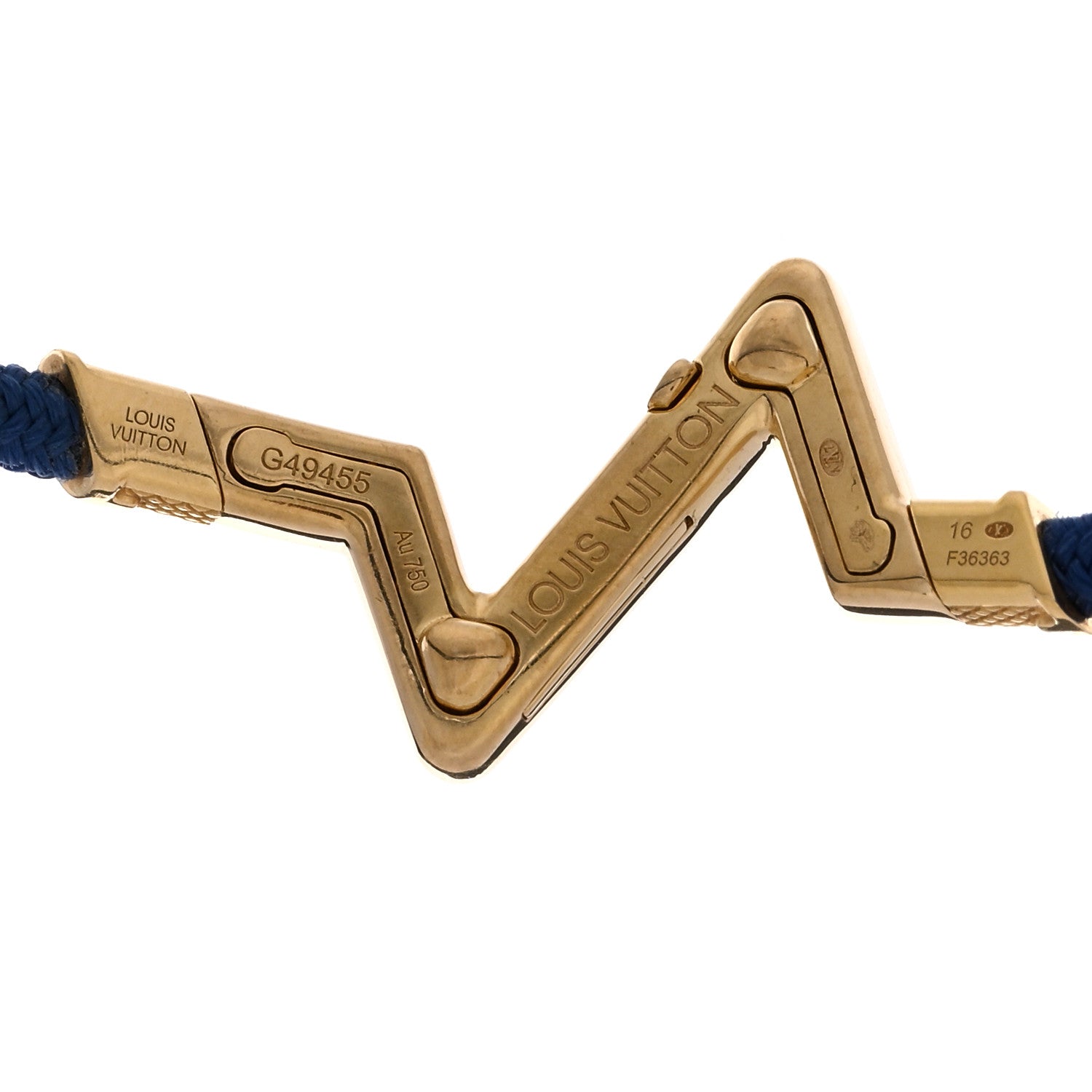 Louis Vuitton 18K Yellow Gold Volt Upside Down Chain Bracelet 17 Blue 3 of 3