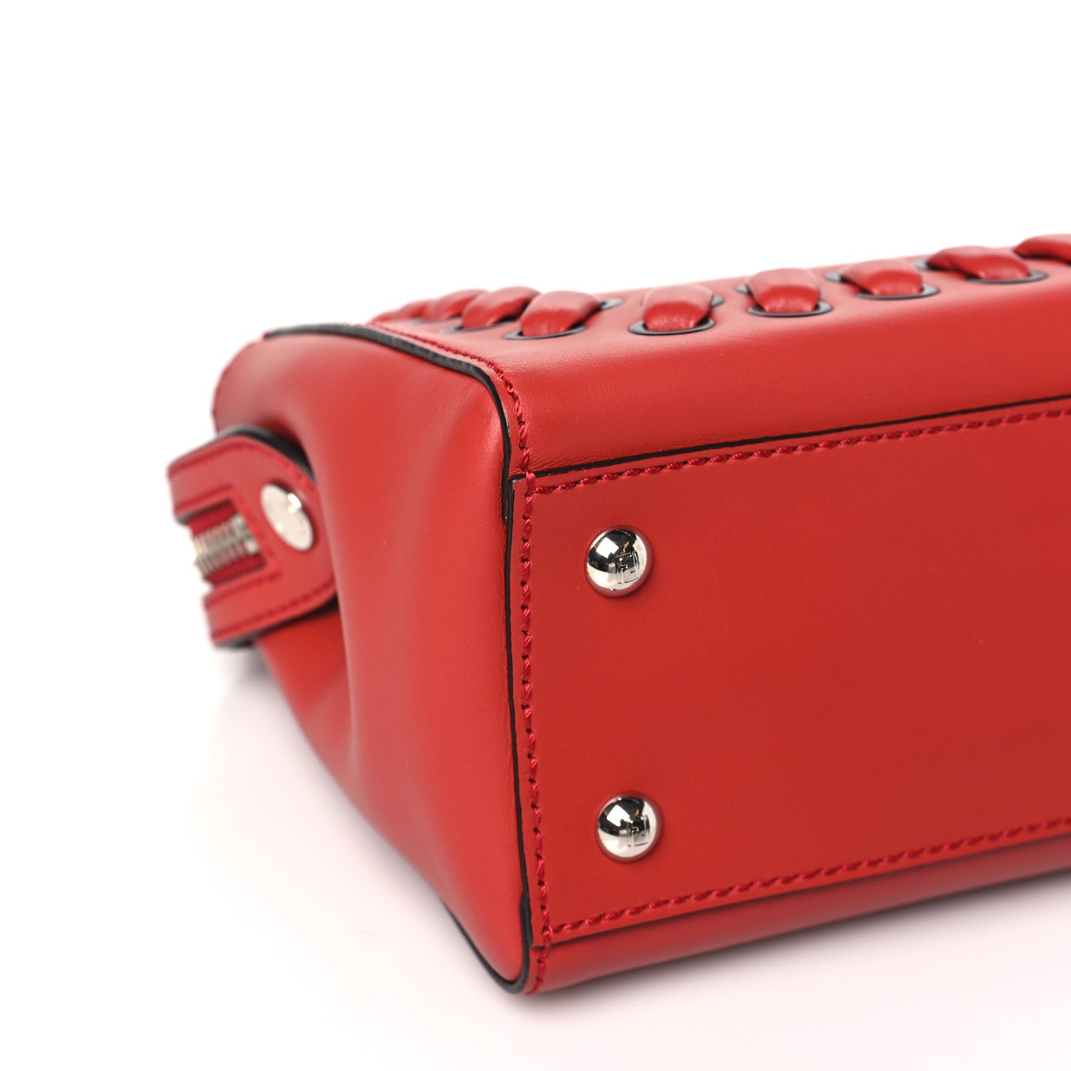 Fendi Vitello Baltico Dolce Nappa Lace Up Small Dotcom Click Chain Satchel Bloody Mary 9 of 10