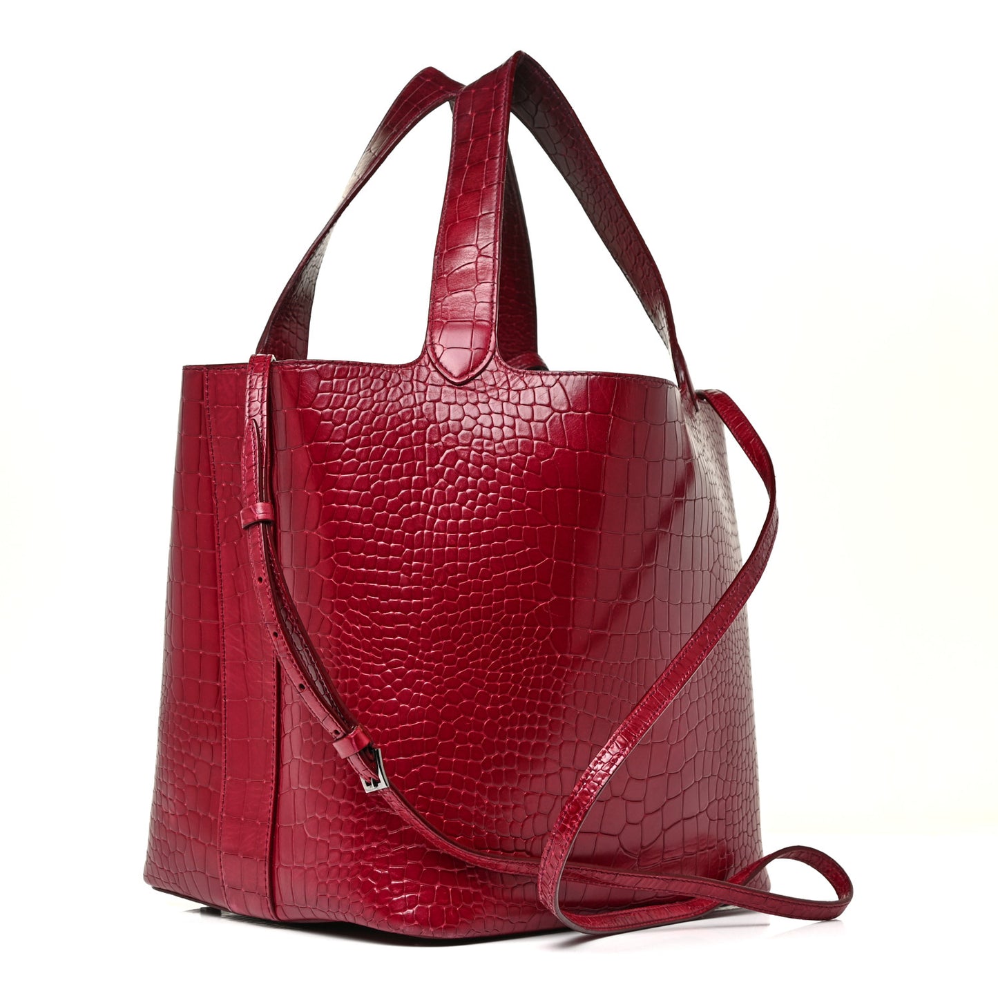 Calfskin Crocodile Embossed Bag Fuchsia