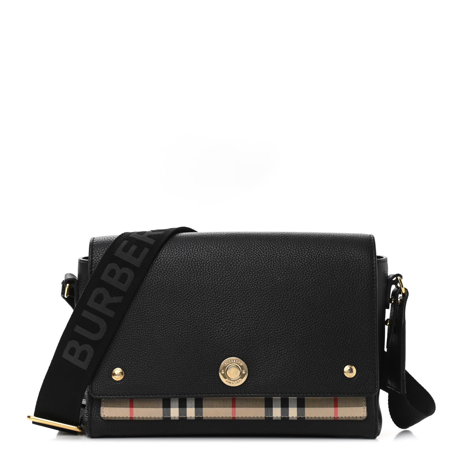Burberry Grainy Calfskin Vintage Check Note Crossbody Bag Black 1 of 11