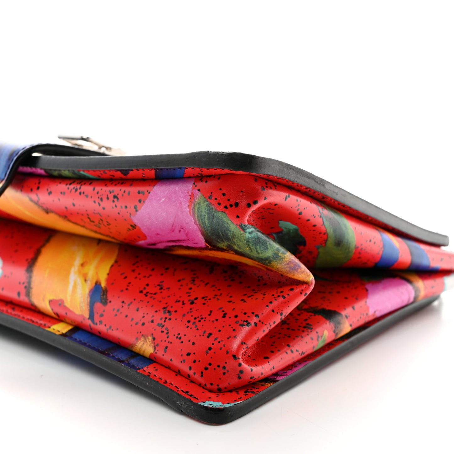 Calfskin Splash Print Trapeze Black White Red
