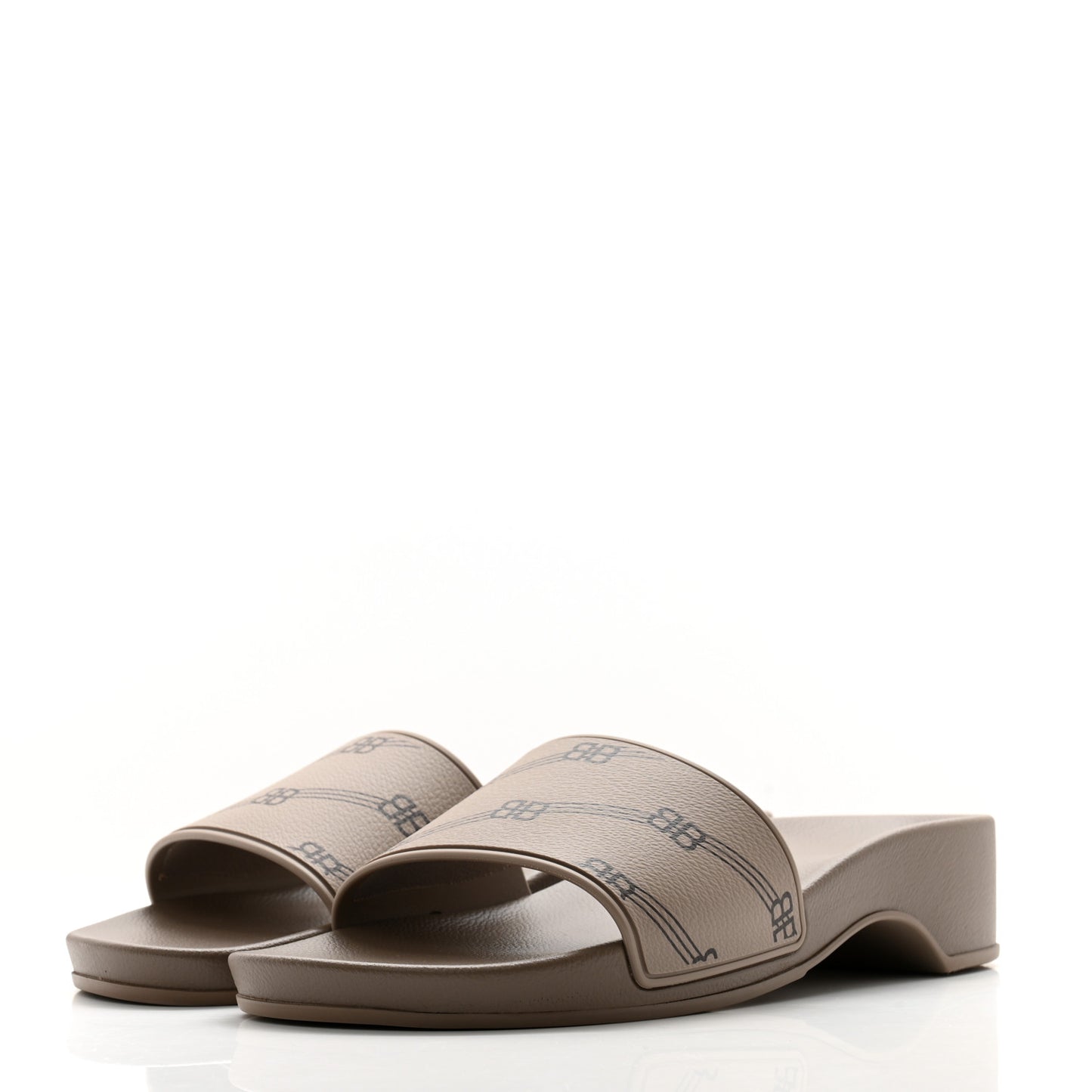 Rubber Allover Logo Womens Pool Wedge Slide Sandals 38 Dark Mink
