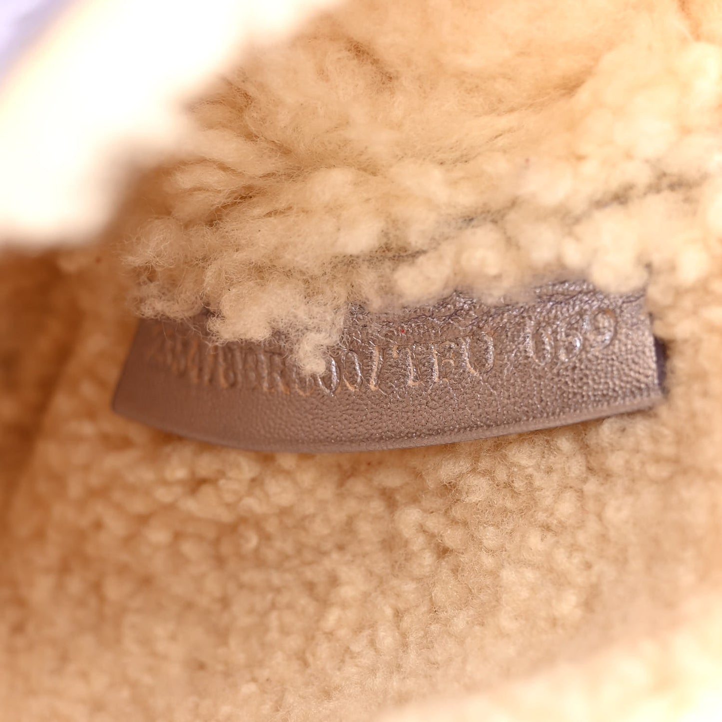 Metallic Laminated Lambskin Shearling Baguette Lilac Natural