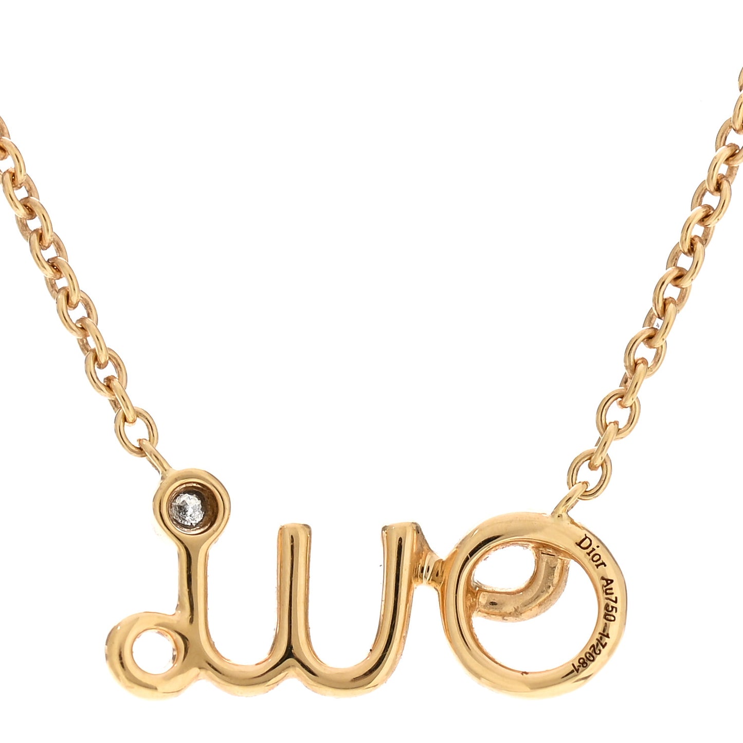 18K Yellow Gold Diamond Oui Pendant Necklace