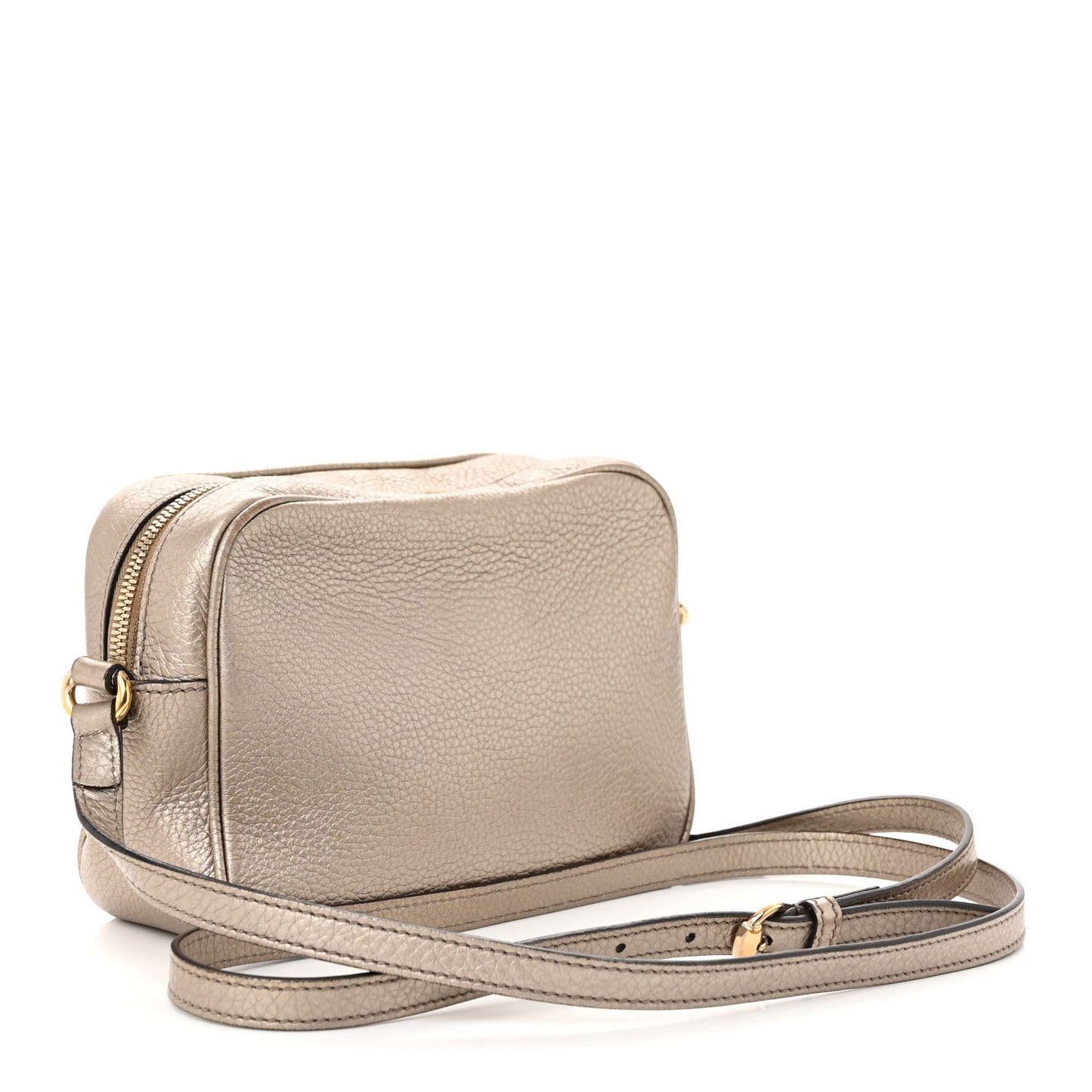 Metallic Pebbled Calfskin Small Soho Disco Bag Golden Beige