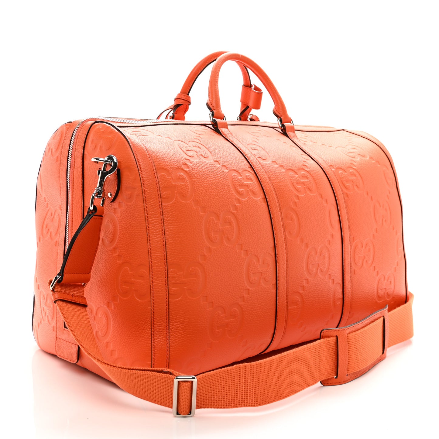 Piuma Calfskin Jumbo GG Embossed Large Duffle Bag Good Orange