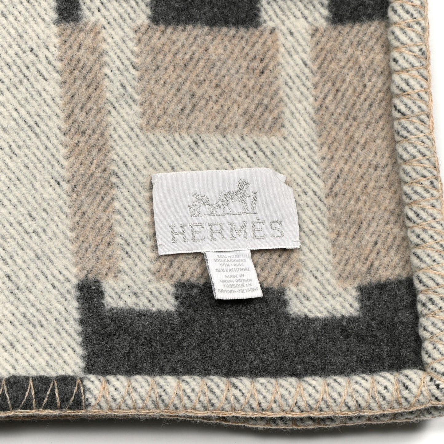 Wool Cashmere Avalon Bayadere Blanket Natural