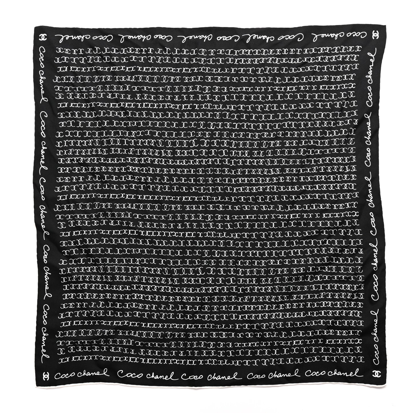 Silk CC Twilly Hair Tie Black White