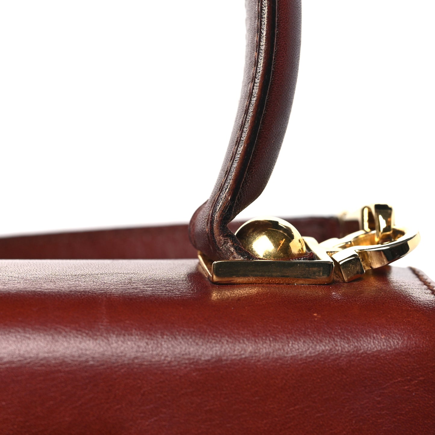 Brushed Off Calfskin Small Iconic Top Handle Burgundy