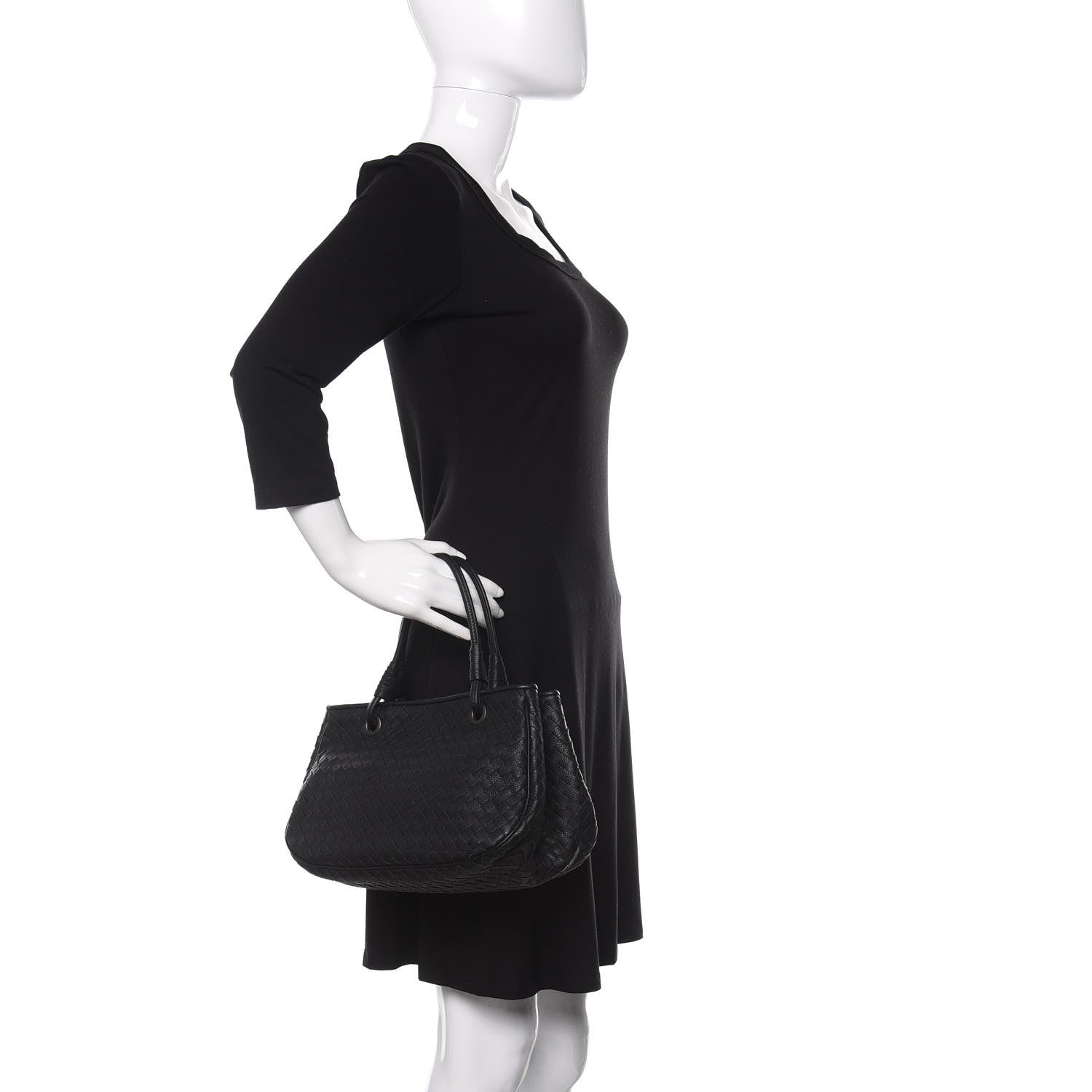 Bottega Veneta Grainy Calfskin Intrecciato Woven Tote Black 2 of 10