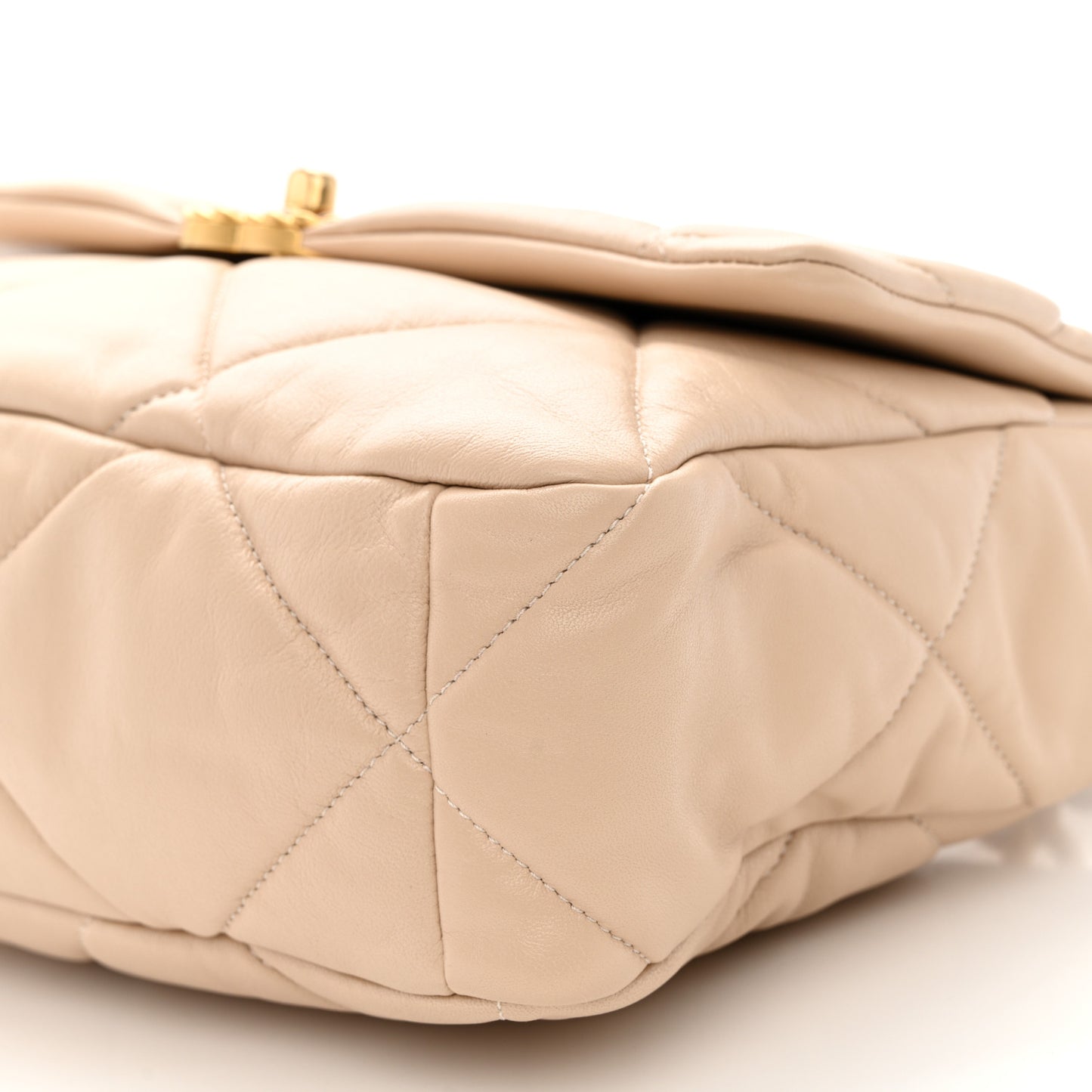 Lambskin Quilted Large Chanel 19 Flap Beige