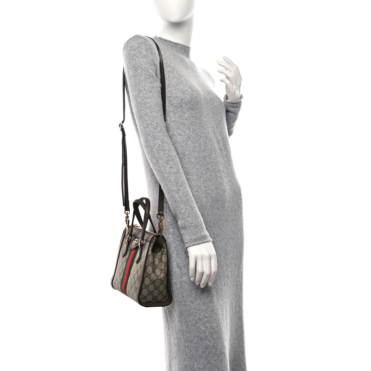 GG Supreme Monogram Small Ophidia Tote Bag Brown