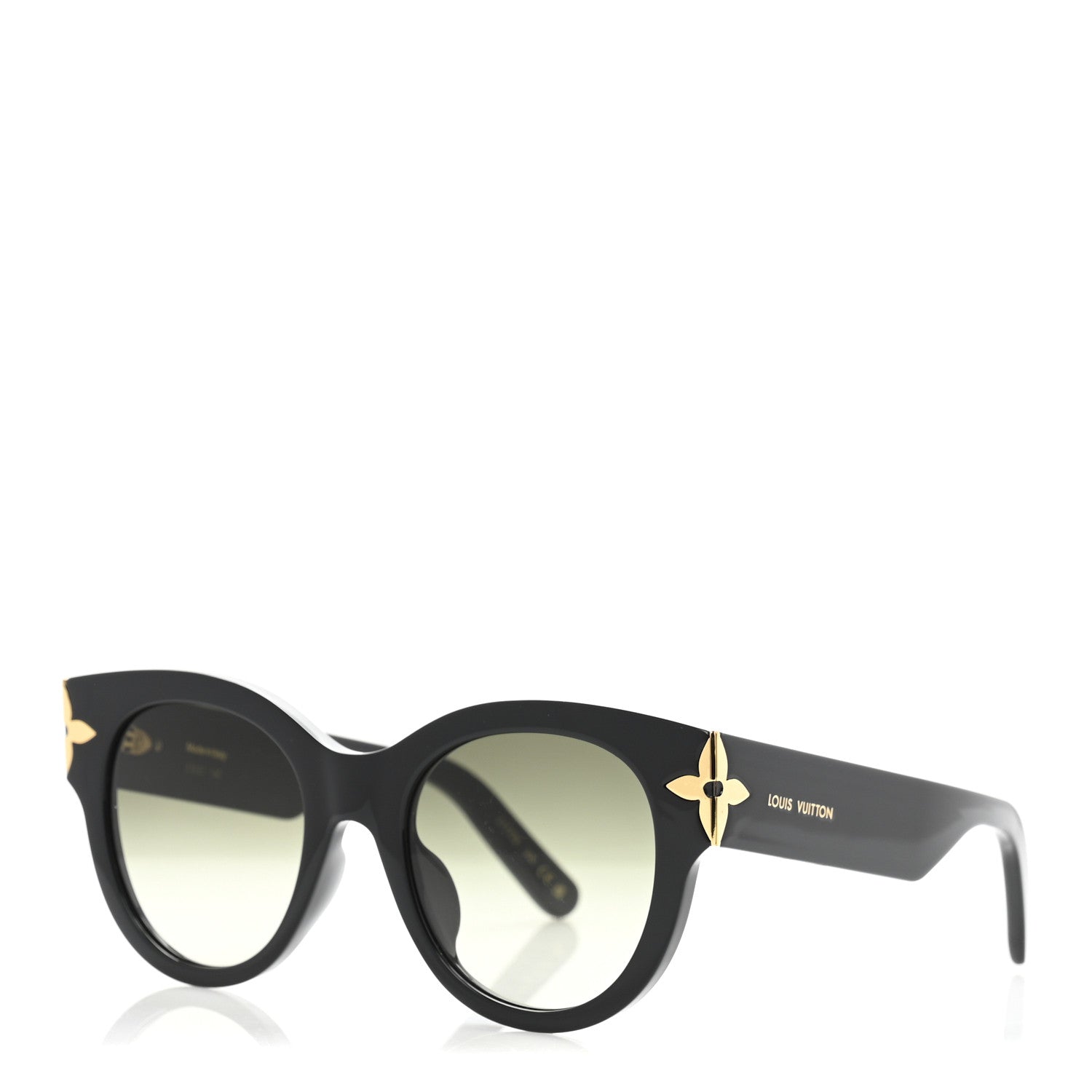 Louis Vuitton Acetate Flower Edge Round Sunglasses Z1777E Black