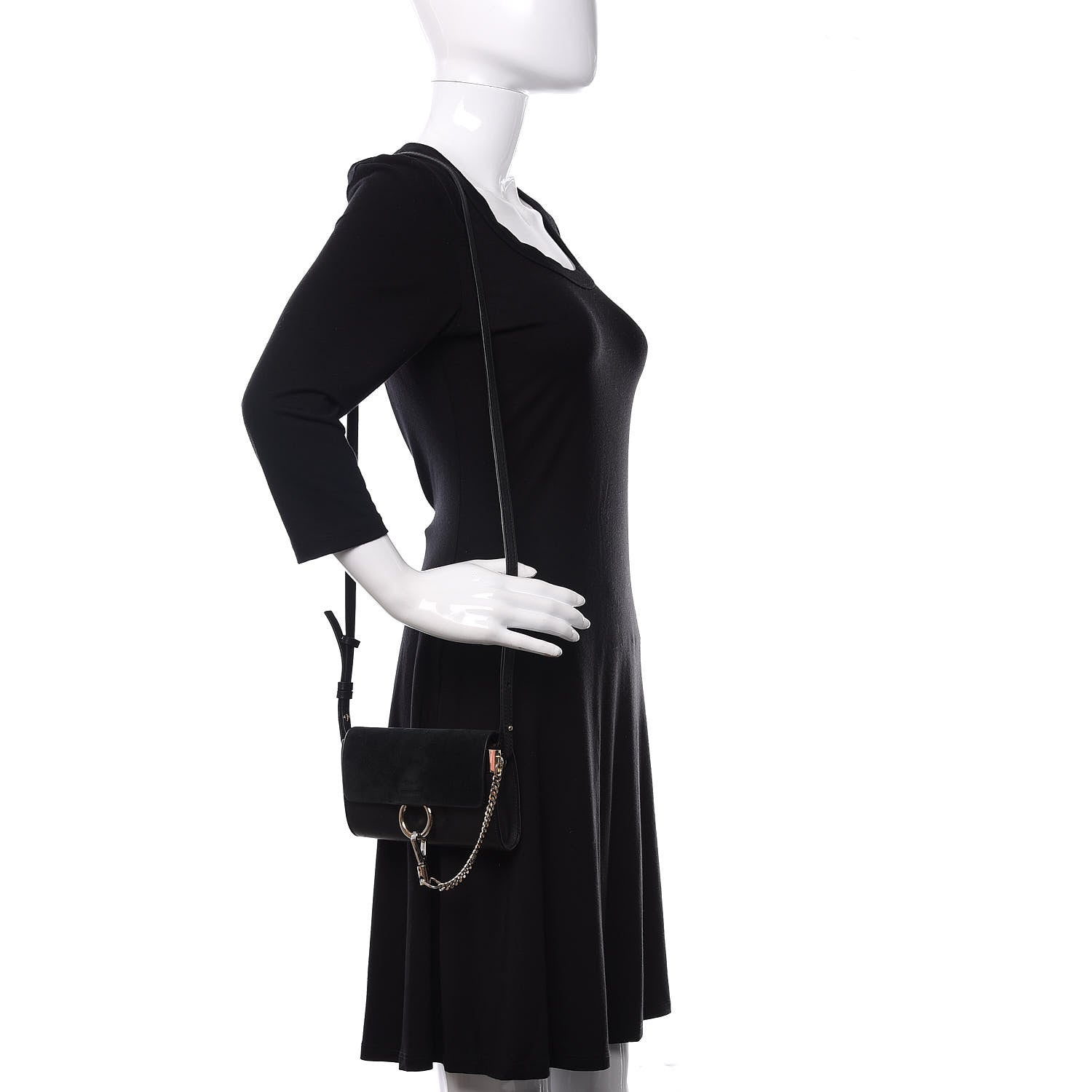 Chloe Suede Calfskin Mini Faye Shoulder Bag Black 2 of 9