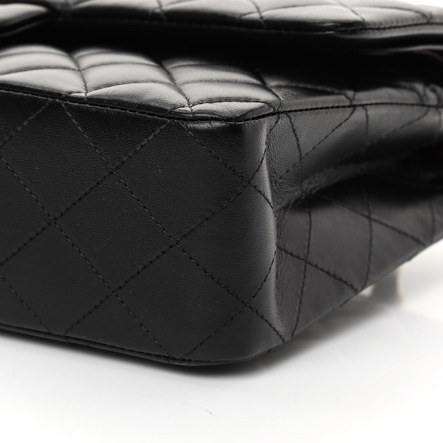 Lambskin Quilted Medium Double Flap Black
