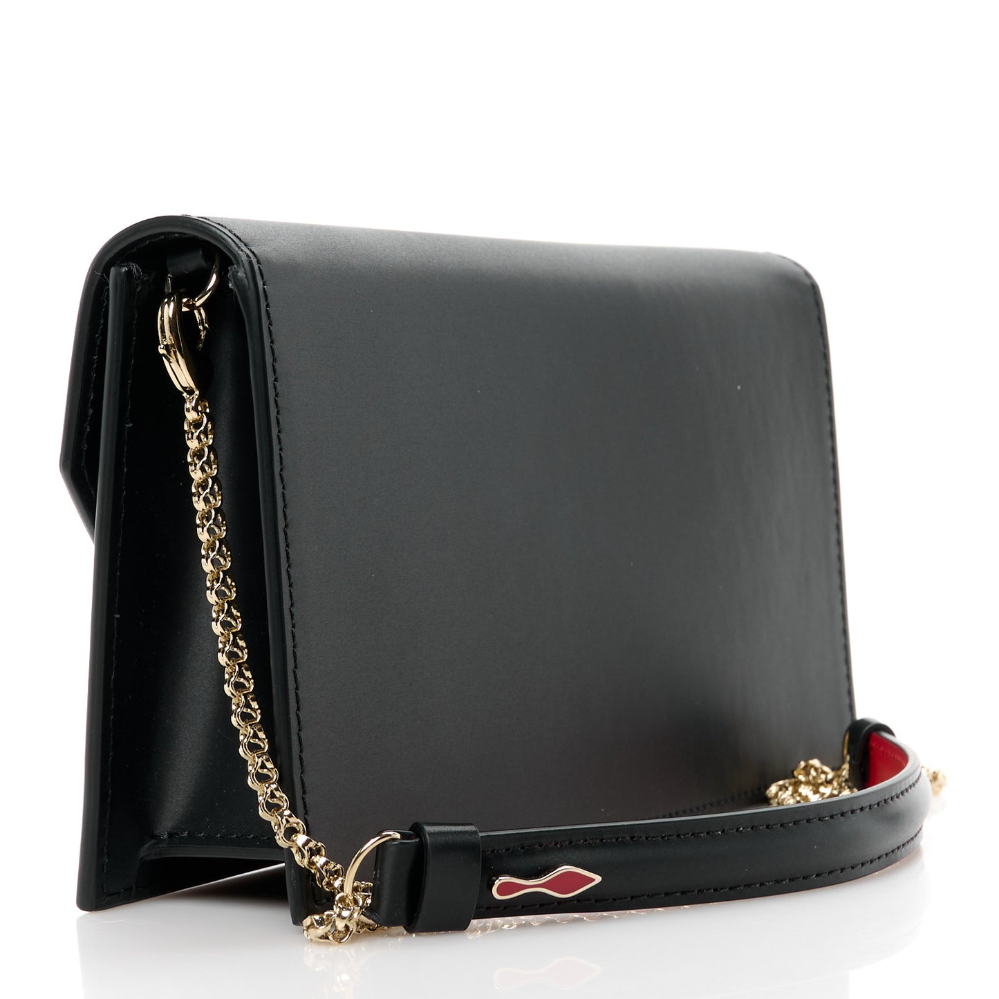 Satin Calfskin Laminated Loubi54 Crossbody Clutch Black