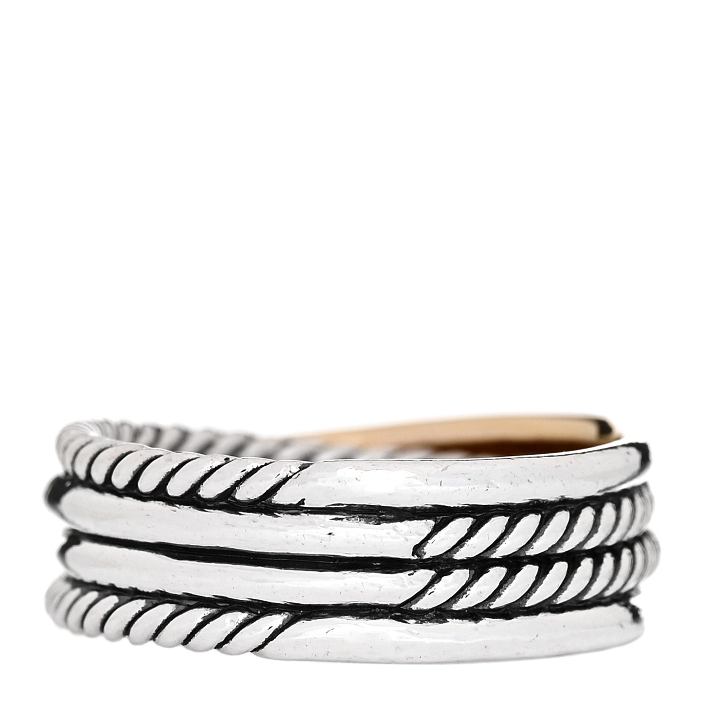 Sterling Silver 18K Yellow Gold Narrow Crossover Ring 53 6.5