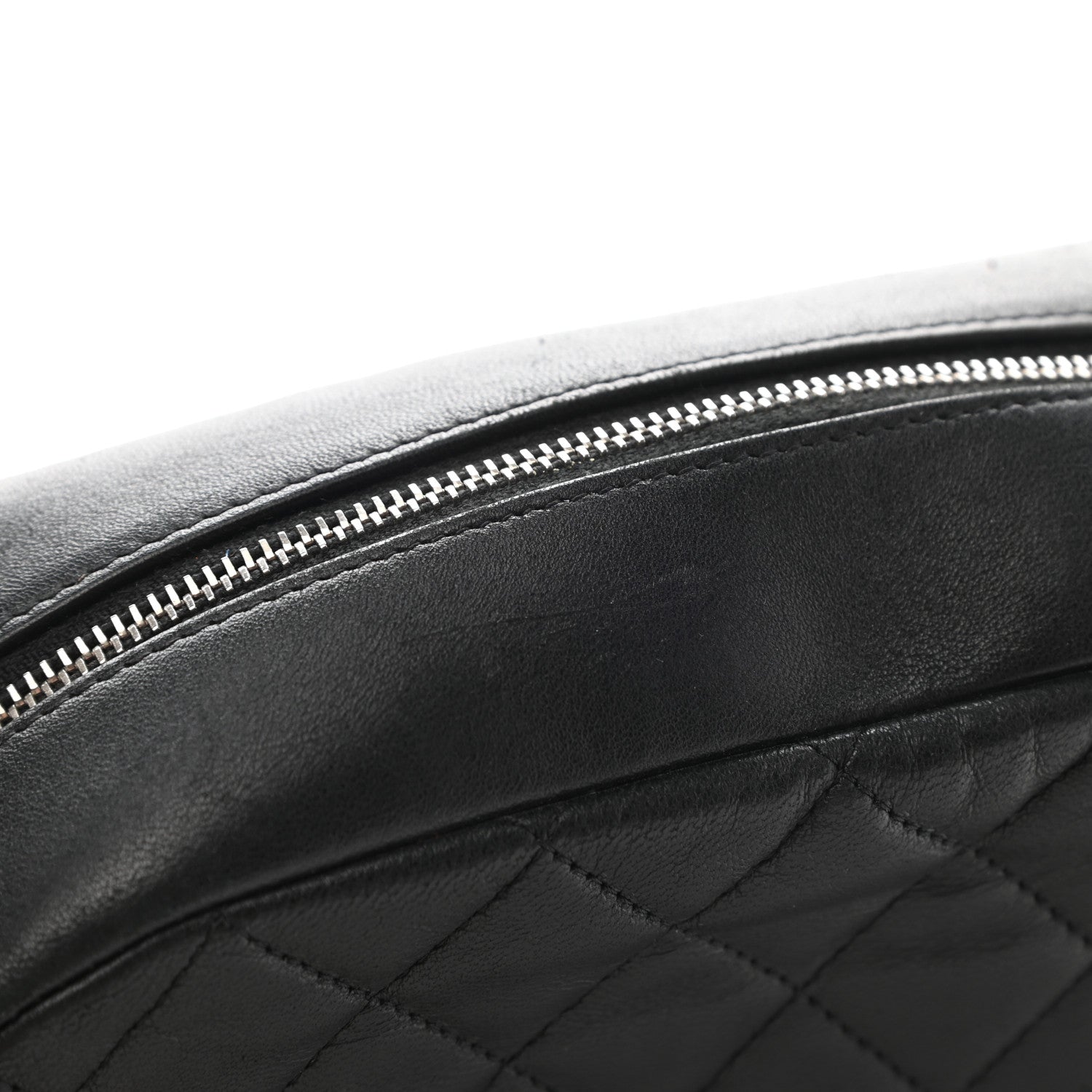 Chanel Lambskin Quilted Medium Curvy Pouch Cosmetic Case Black 9 of 10