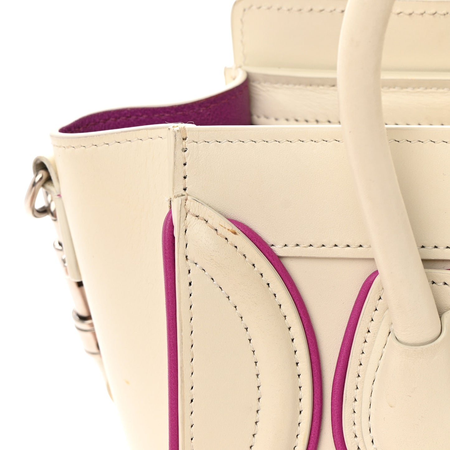 Smooth Calfskin Nano Luggage White Magenta