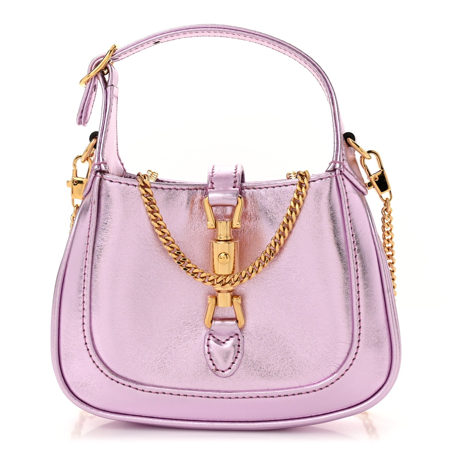 Gucci Laminated Nappa Nano Jackie 1961 Hobo Metallic Pink 1705647