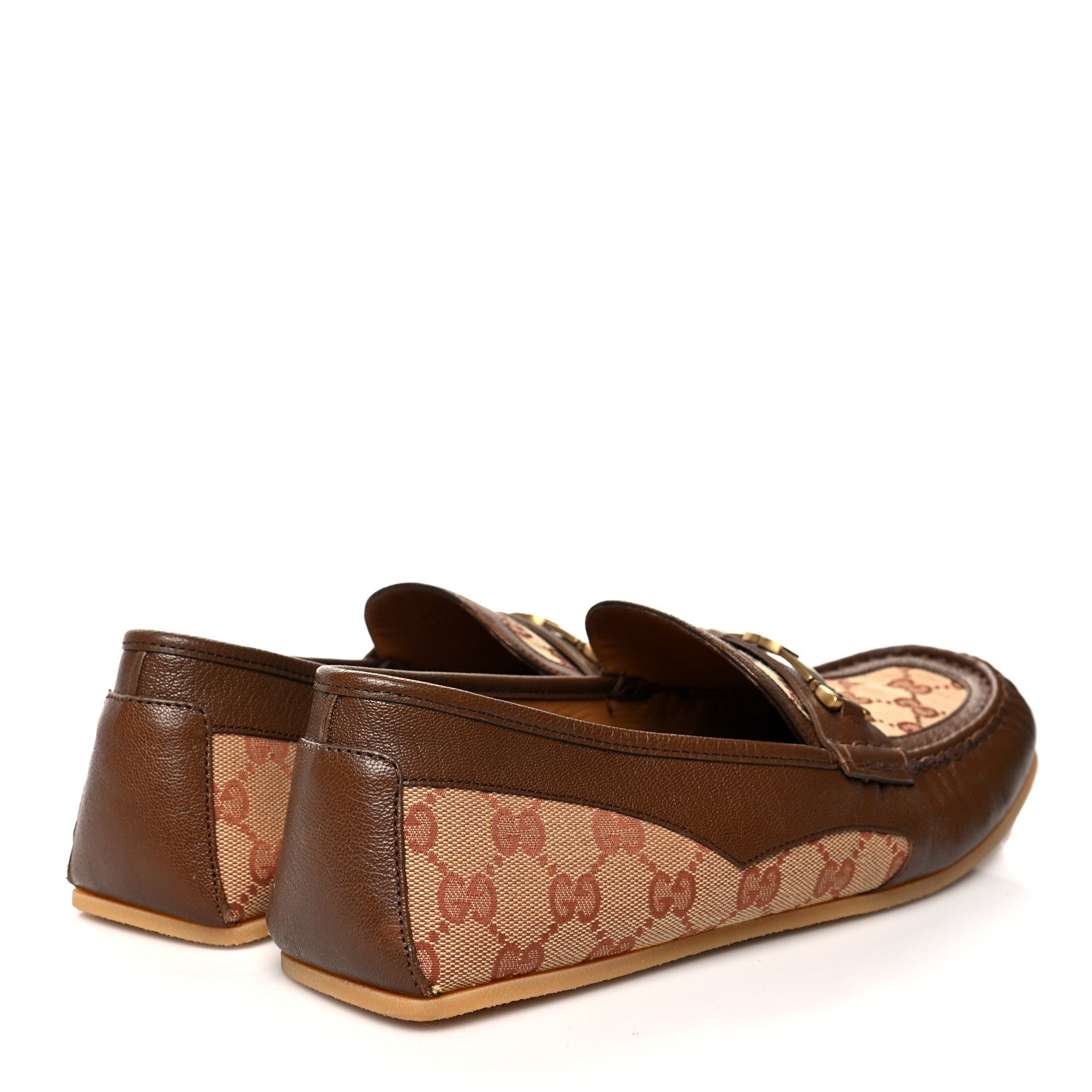 Gucci GG Monogram Mens Driver Loafers 10.5 Beige Ruggine Cuir 4 of 10