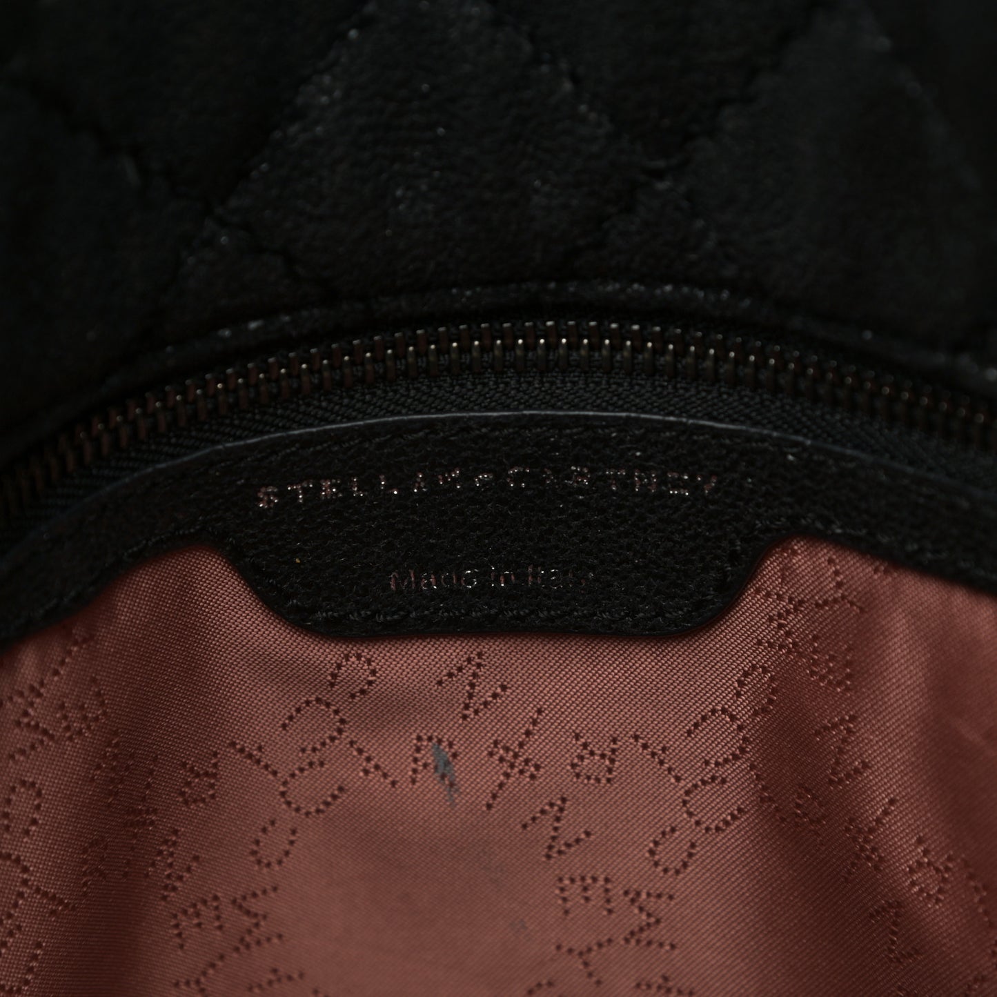 Shaggy Deer Quilted Falabella Fold Over Tote Black